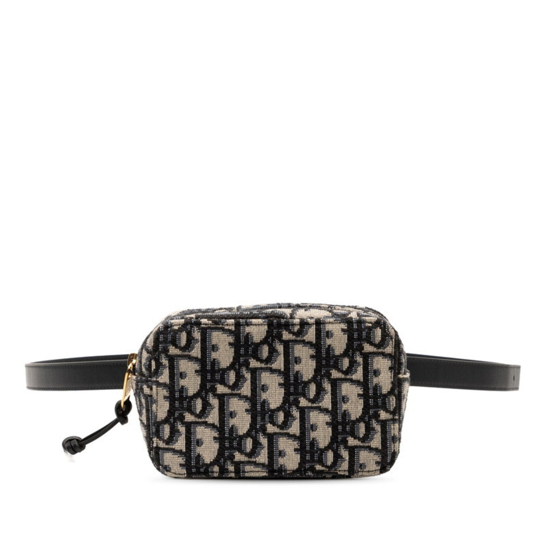 Christian Dior Dior Oblique Waist Bag, Pouch, Beige, Navy, Canvas, Leather