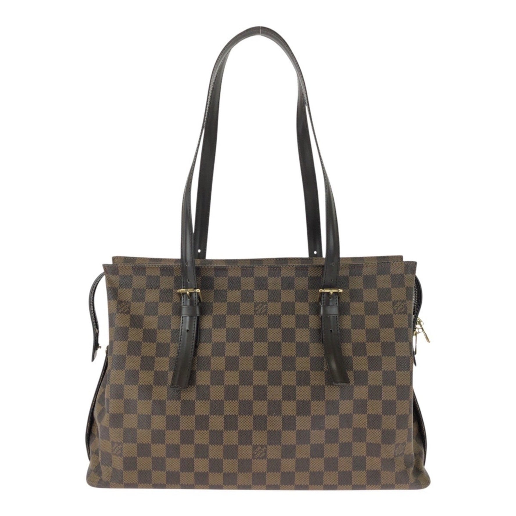 LOUIS VUITTON Damier Ebene Chelsea Tote Bag in with Gold Hardware, PVC and Leather, Shoulder