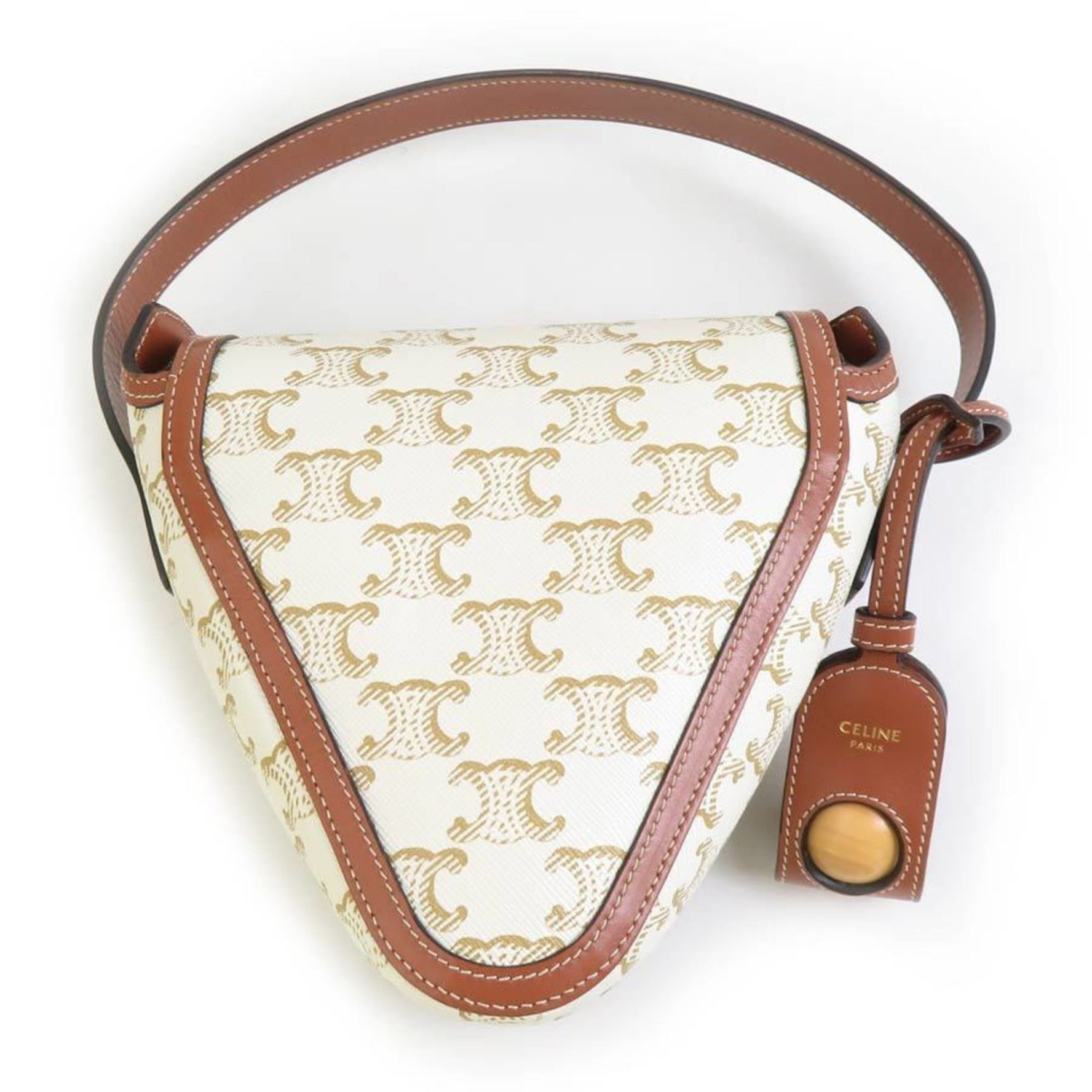 CELINE Pouch Bag Petanque Ball & Case Metal Silver Off-White Brown Men's