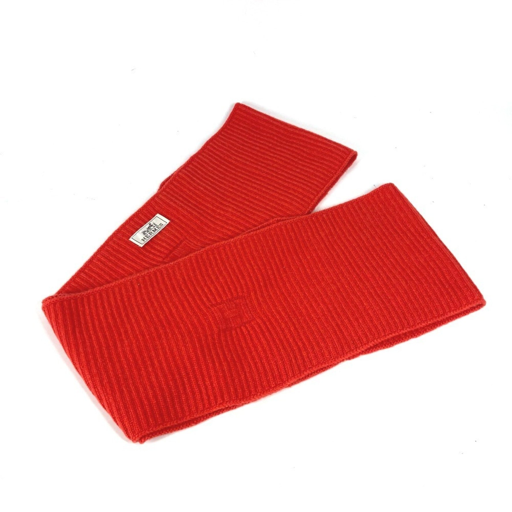 HERMES H Snood Scarf Wool Men's Women's Orange