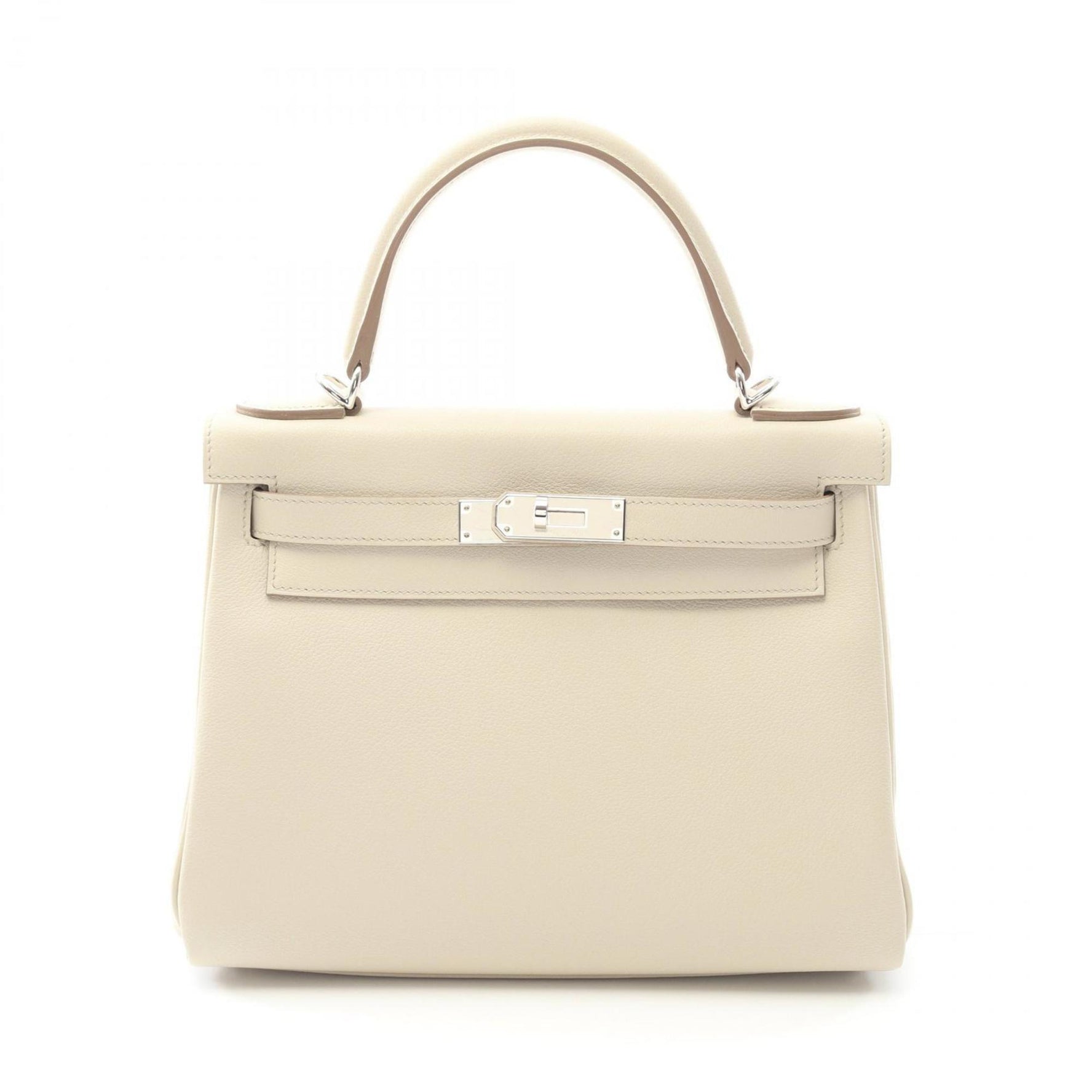 Hermes Kelly 28 Handbag Leather Evercolor Women's White