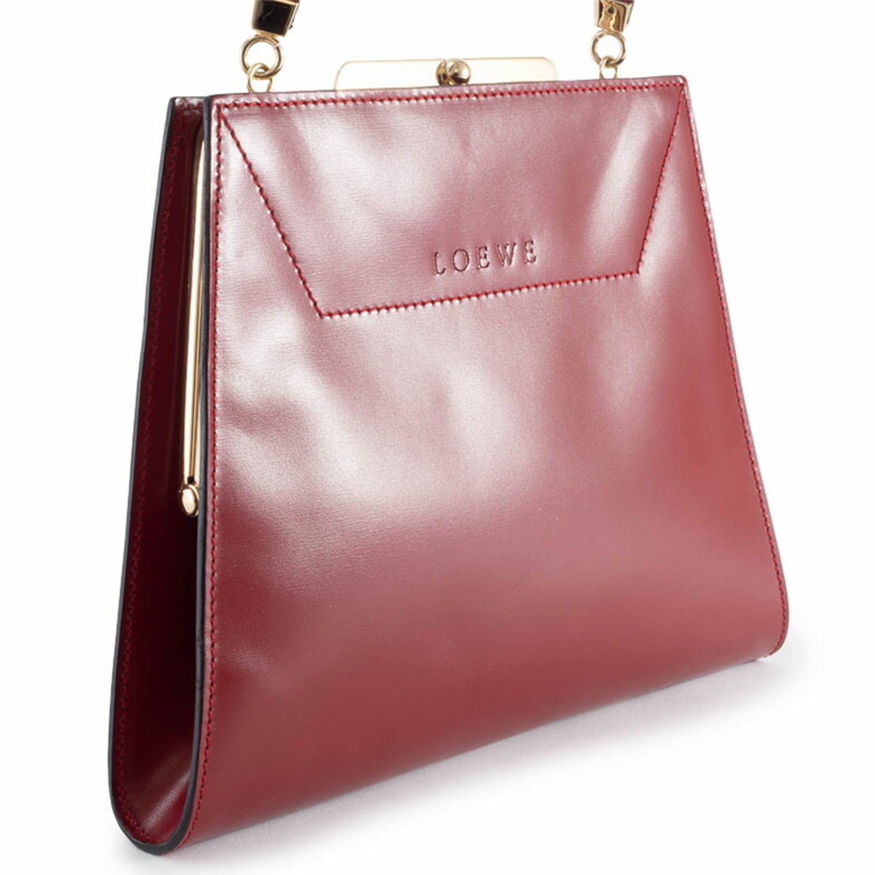 LOEWE Red Leather Trapezoid Mini Handbag