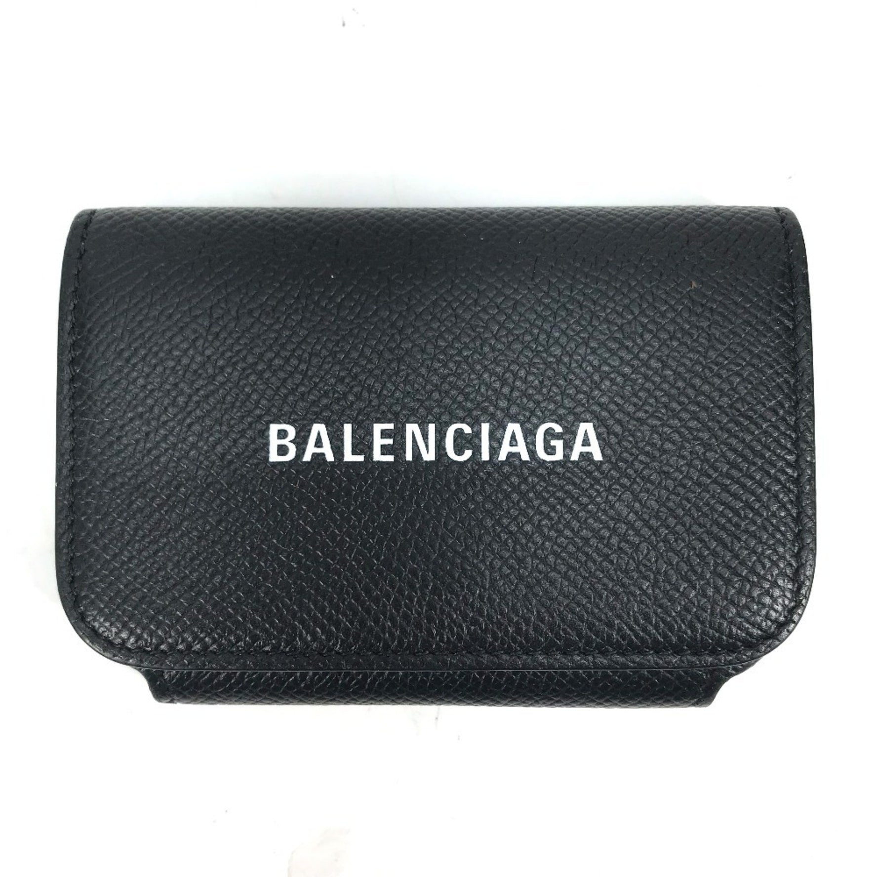 BALENCIAGA Wallet Logo Business Card Holder Pass Case Leather