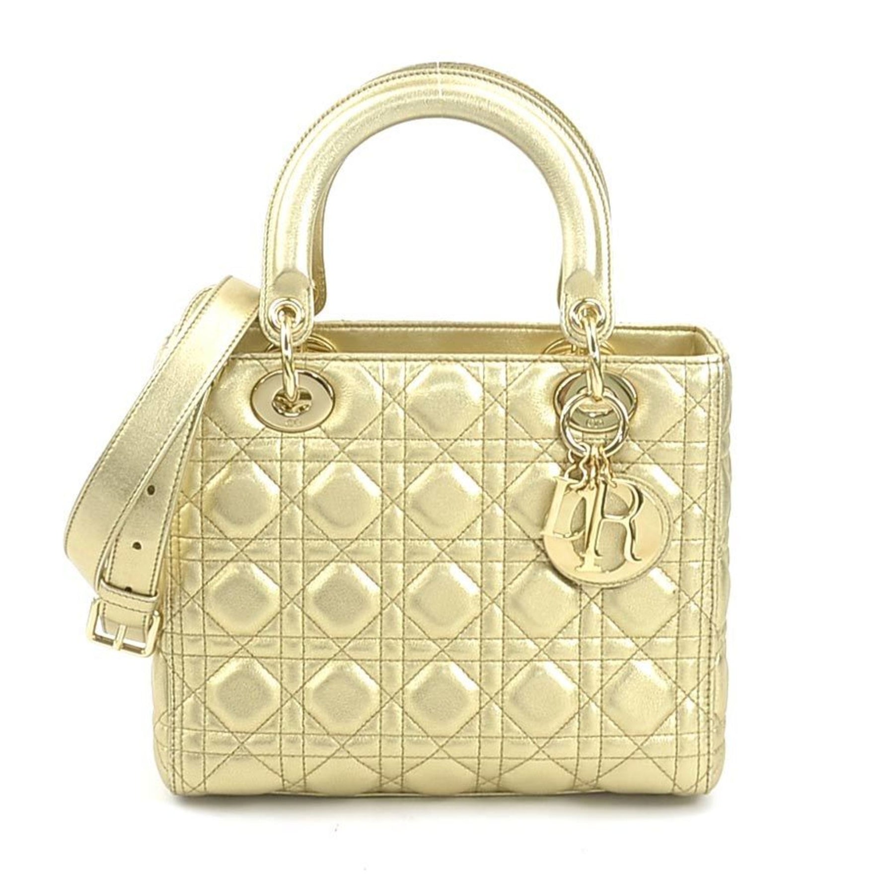 Christian Dior handbag shoulder bag Lady lambskin gold ladies