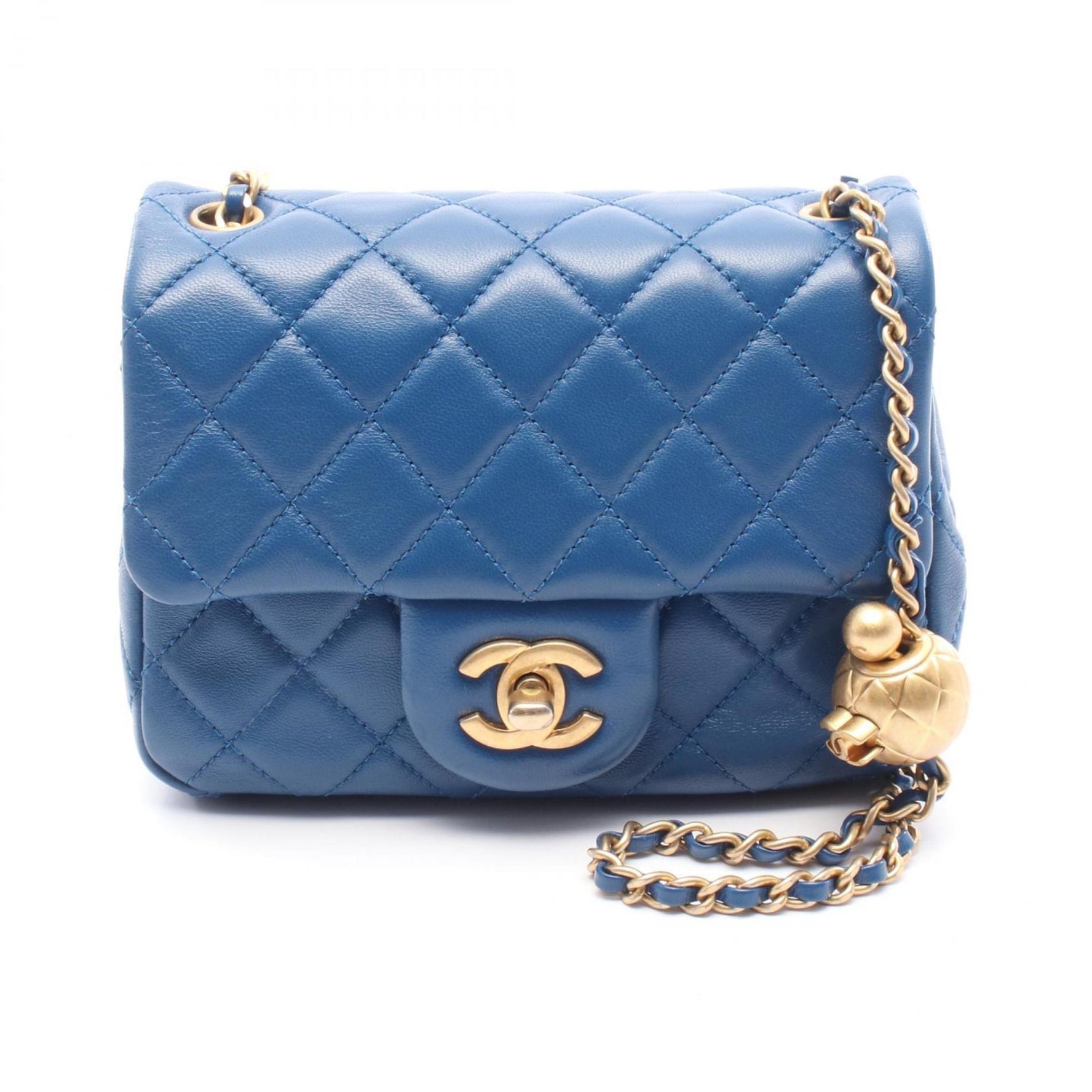 CHANEL Shoulder Bag Leather Women's Blue AS1786