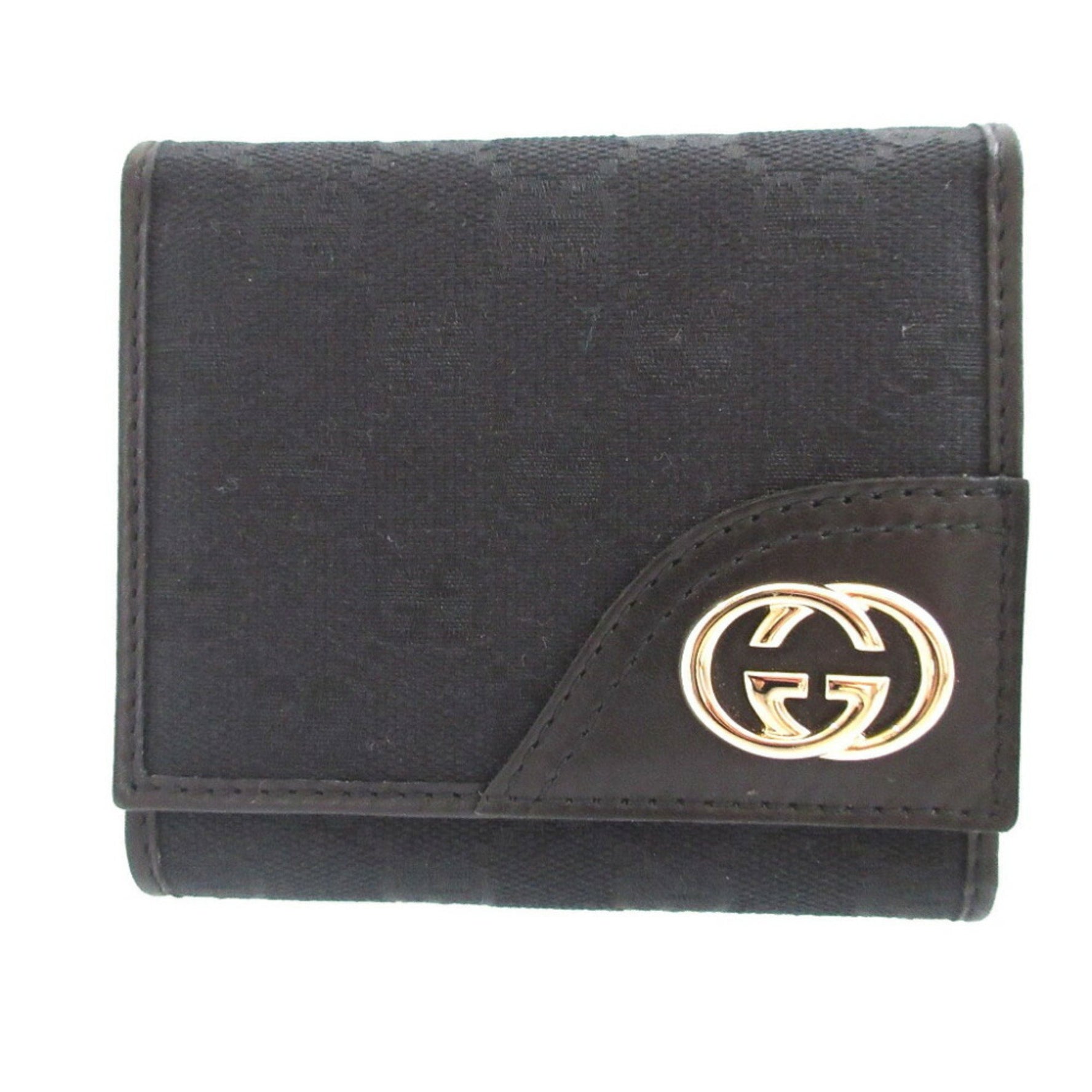 Gucci Interlocking G GG Canvas Leather Tri-fold Wallet