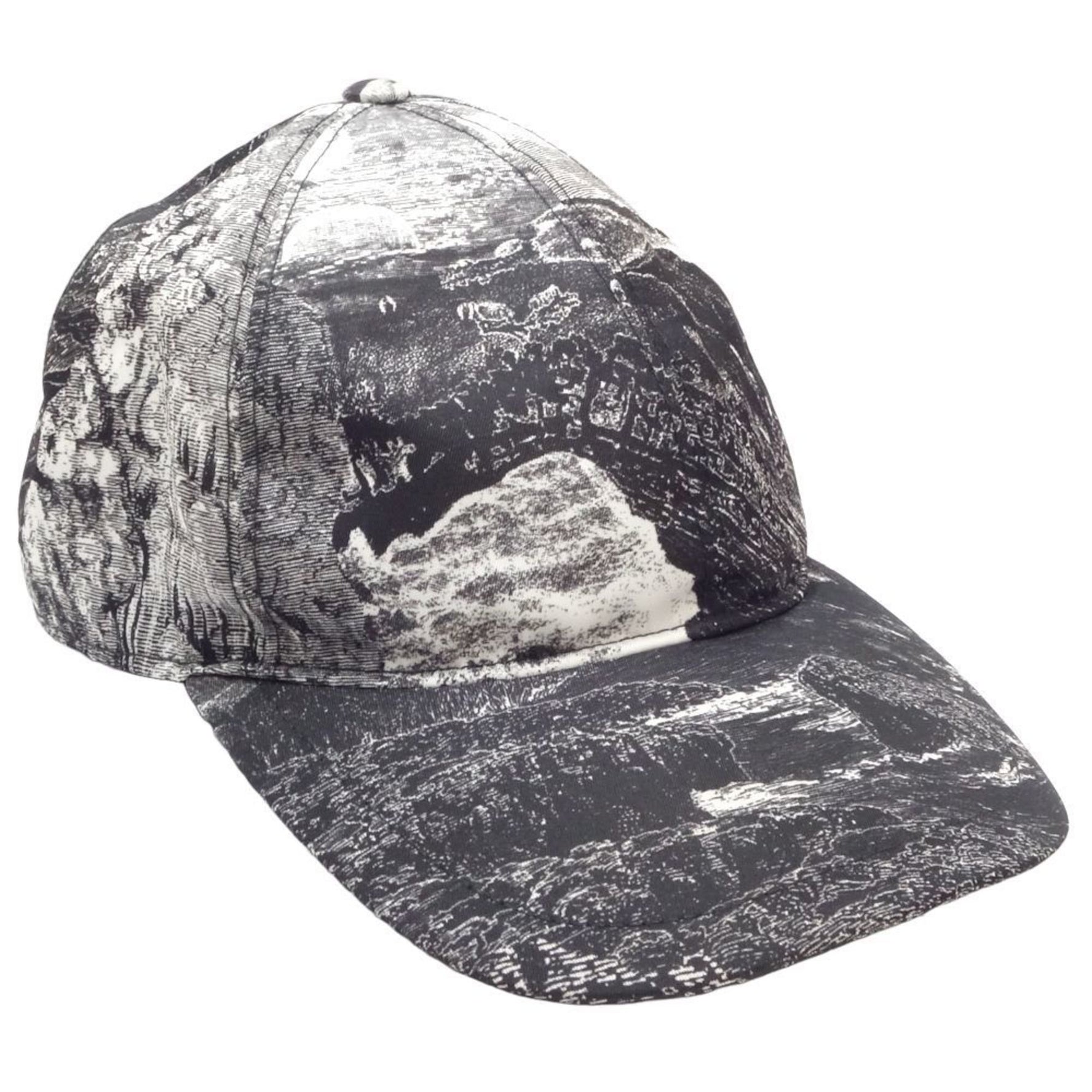 BURBERRY LANDSCAPE Print Cap M Size Cotton Black White