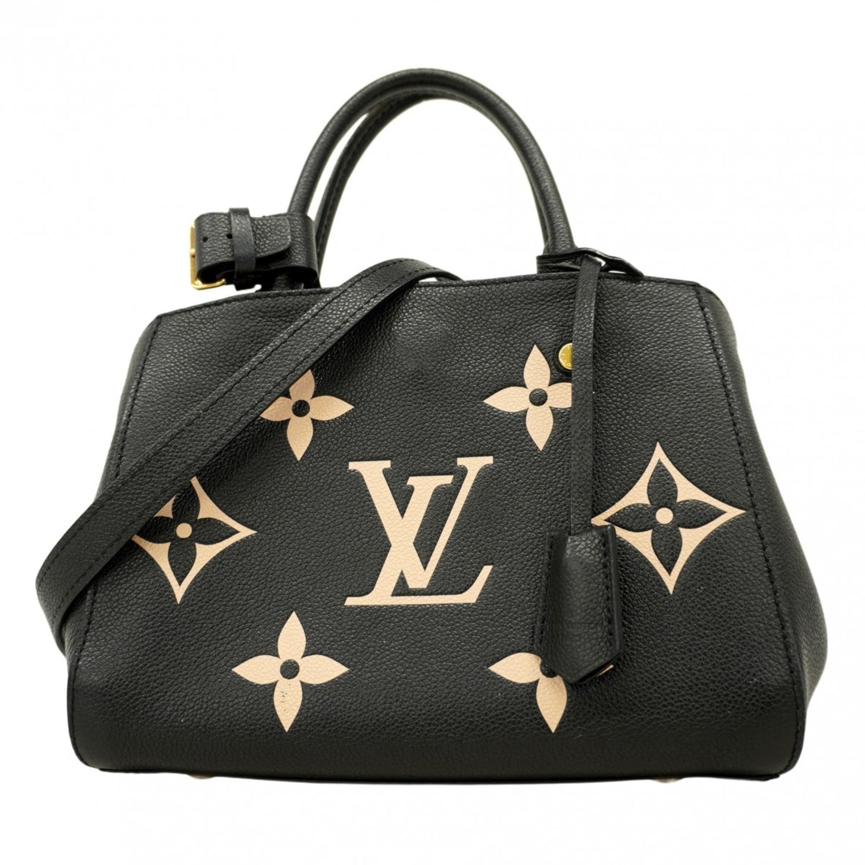 Louis Vuitton Monogram Empreinte Two-Tone Montaigne BB Tote Bag Black/Beige