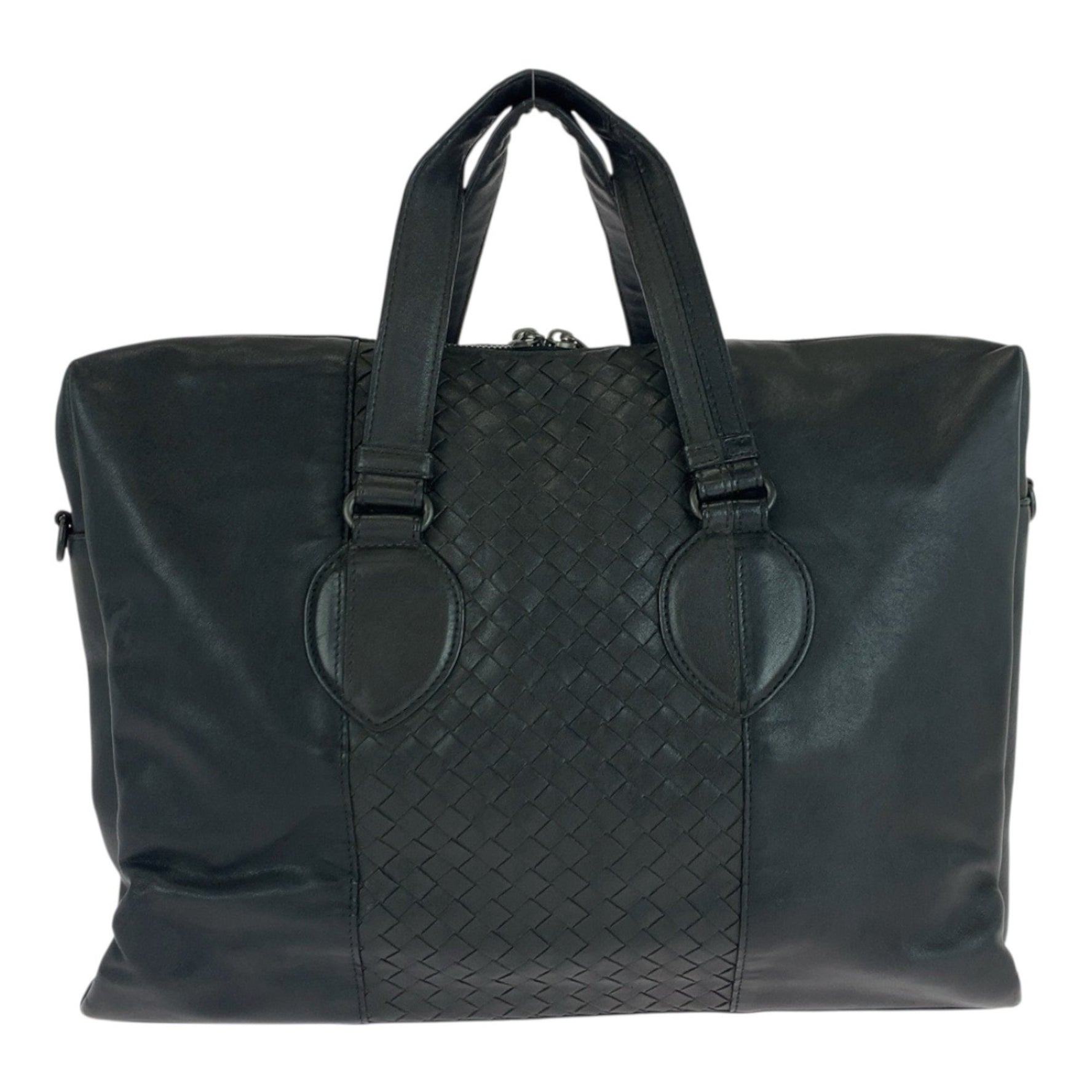 BOTTEGA VENETA Intrecciato leather business bag with silver hardware, briefcase, and shoulder