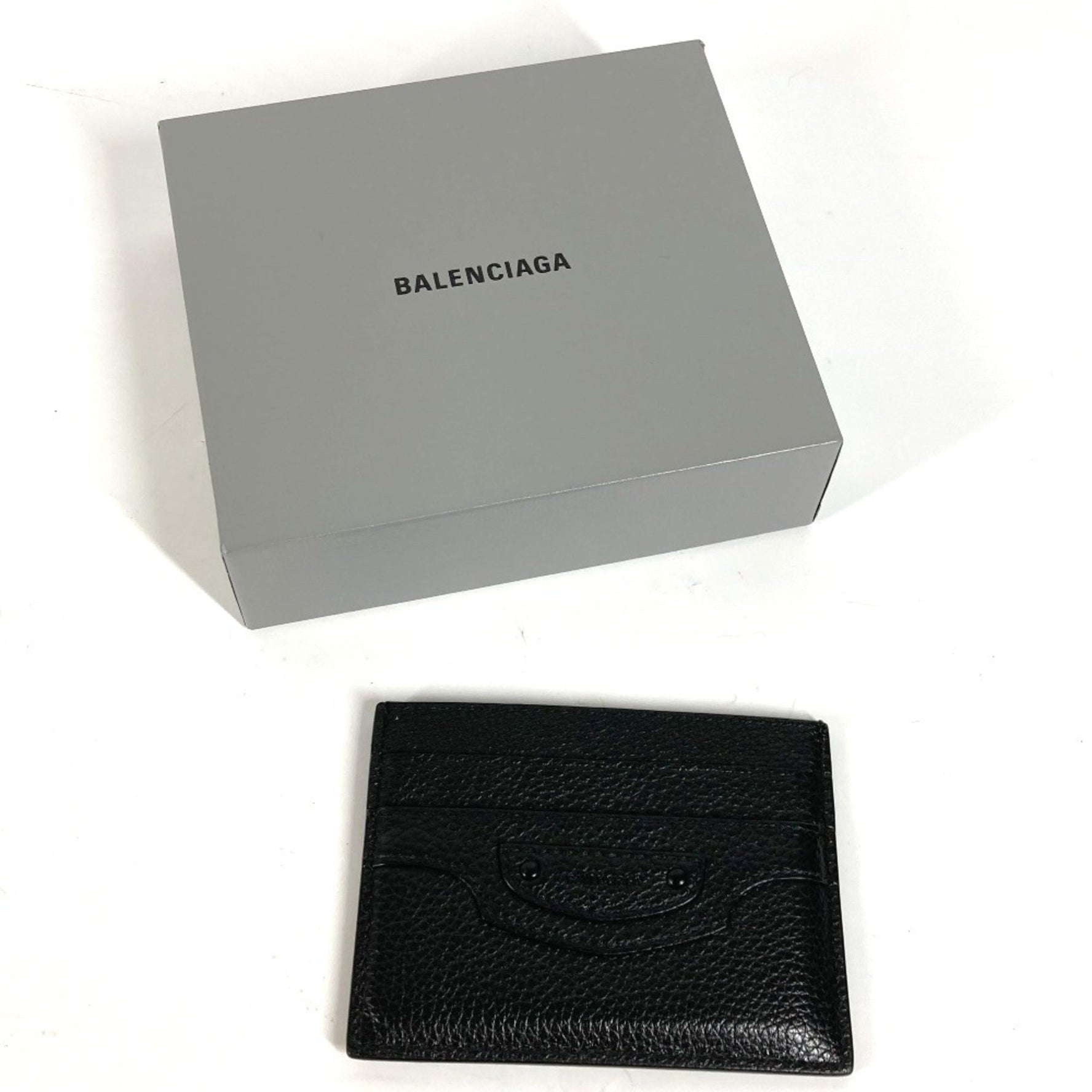 BALENCIAGA Neo Classic Business Card Holder Pass Case Holder/Card Leather Women's Black