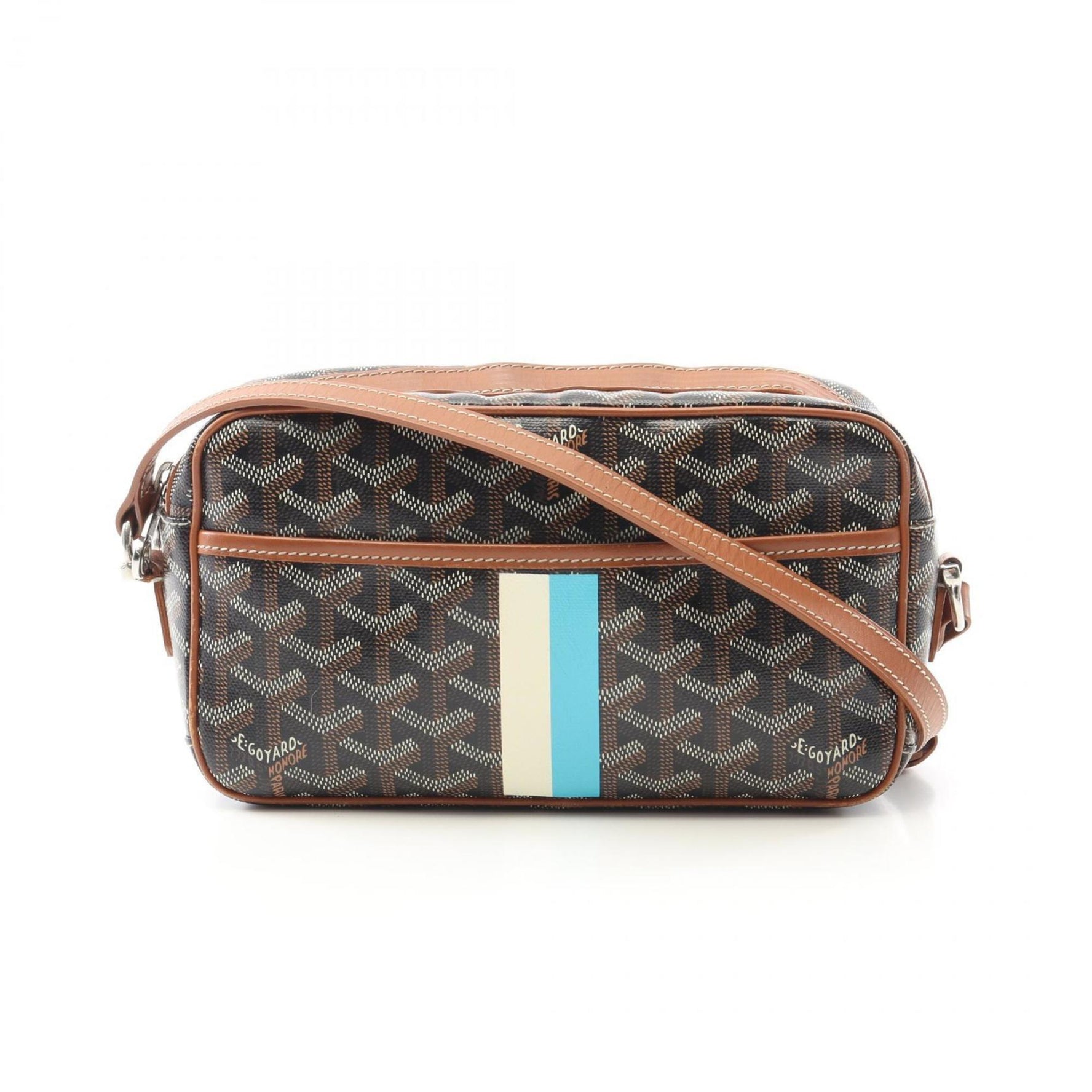 Goyard Cap Vert PM Shoulder Bag in Coated Canvas and Leather, Black Brown