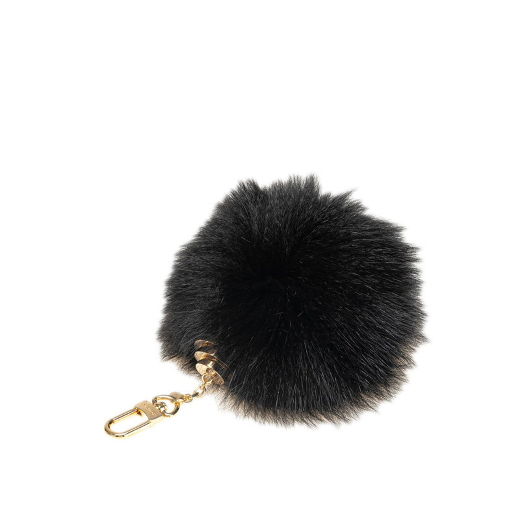 Louis Vuitton Fuzzy Bubble Fur Bag Charm Keychain Black with Gold Hardware