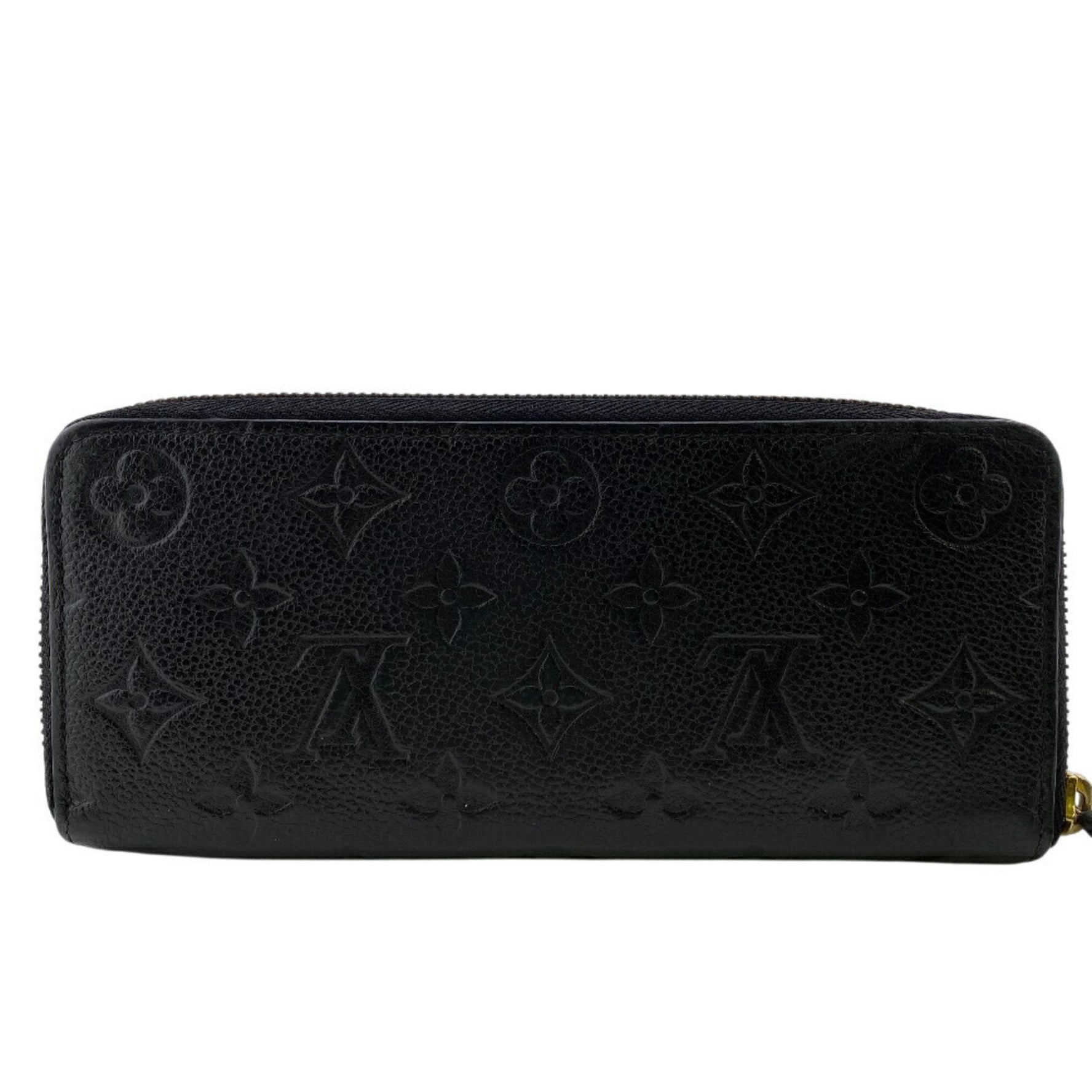 LOUIS VUITTON Louis Vuitton Wallet M60171 Portefeuille Clemence Round Monogram Empreinte Long Black Women's Z0013705