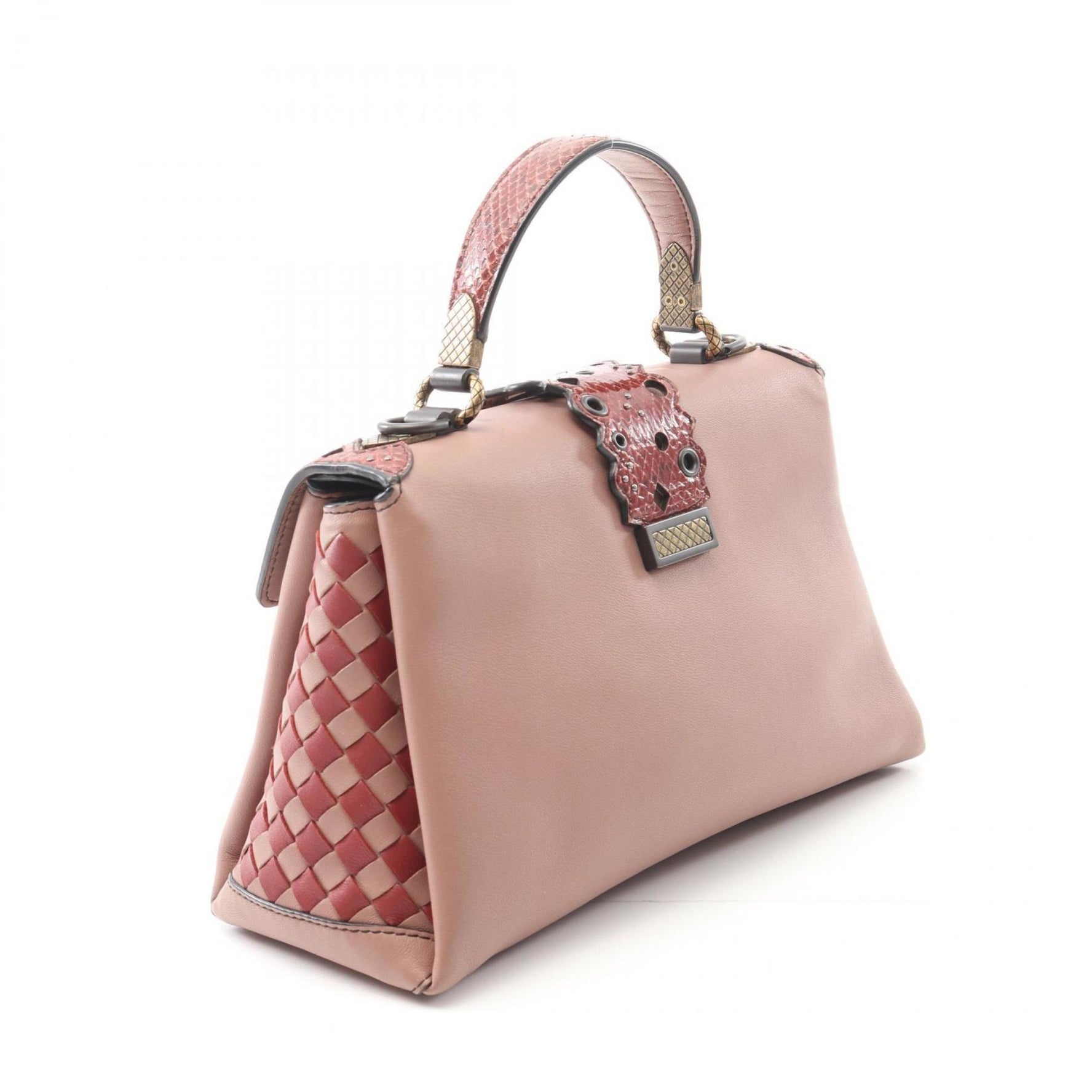 Bottega Veneta Small Piazza Handbag, Leather, Pink/Bordeaux