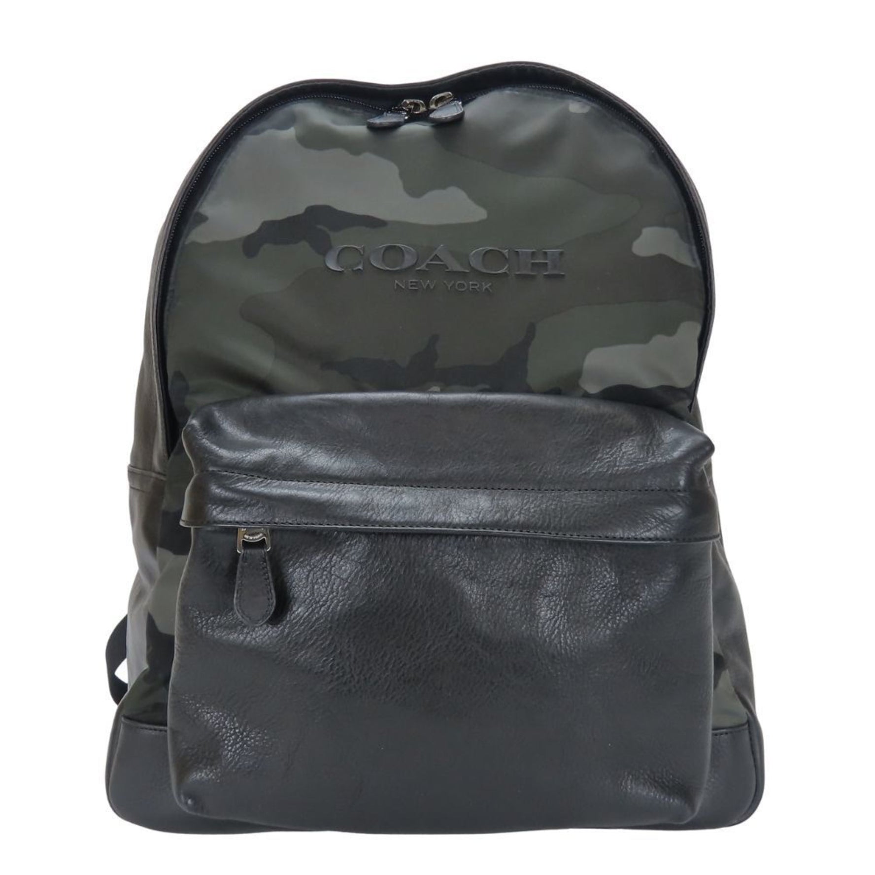 Coach Backpack/Daypack Camouflage Pattern Nylon Leather Black Green