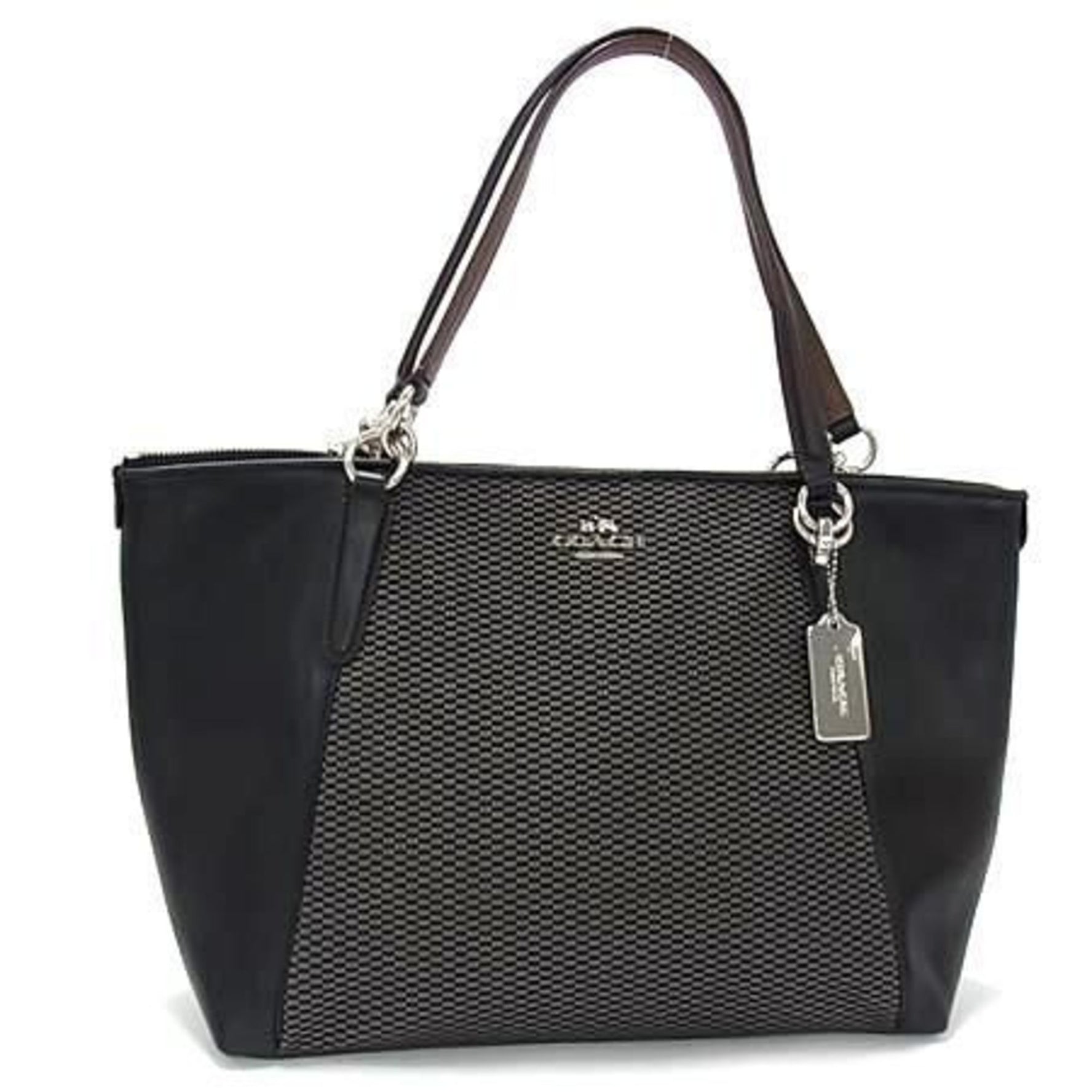 COACH Tote Bag Black/Grey Canvas/Leather