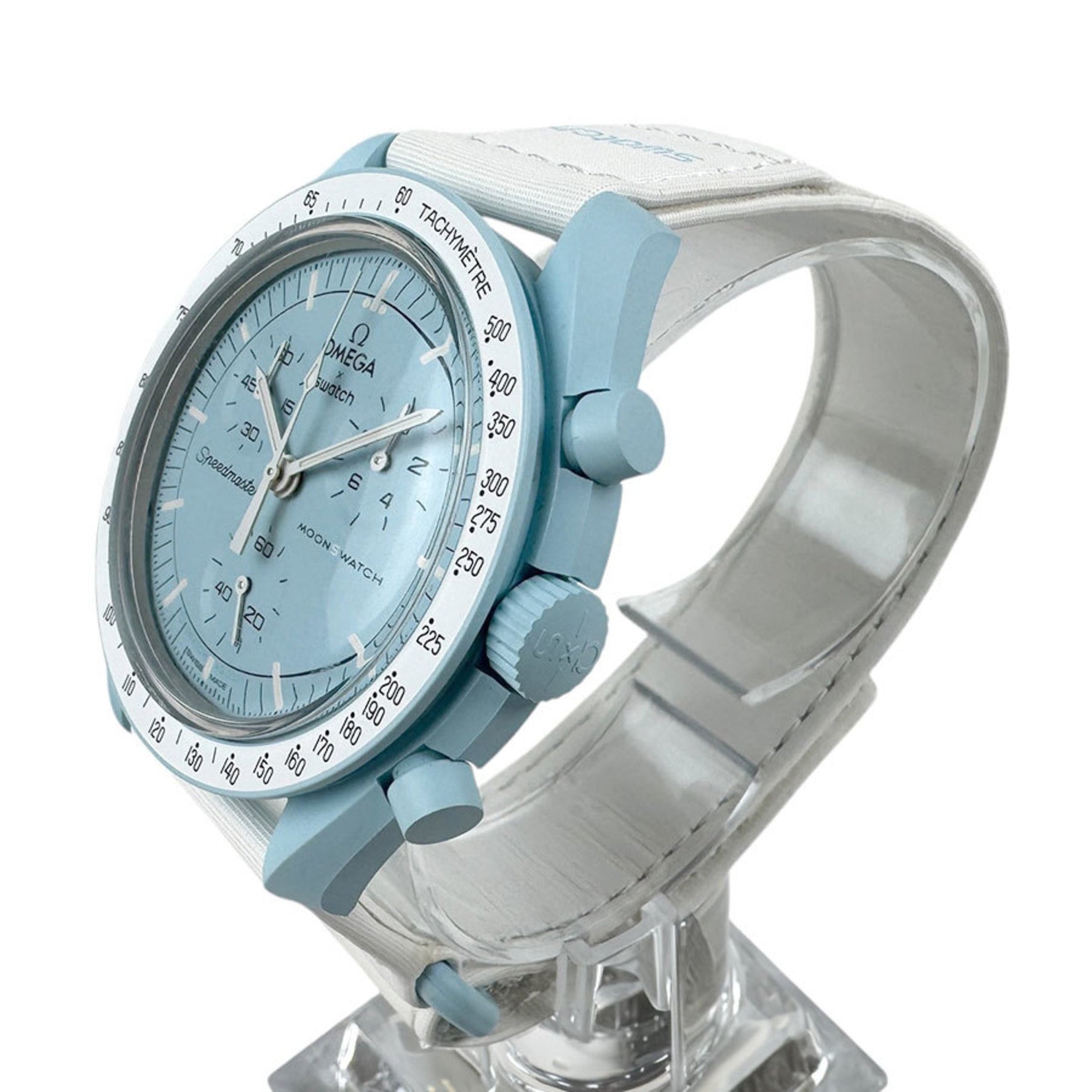 OMEGA SWATCH x Mission to Uranus Bioceramic Light Blue White Men's Quartz Watch SO33L100
