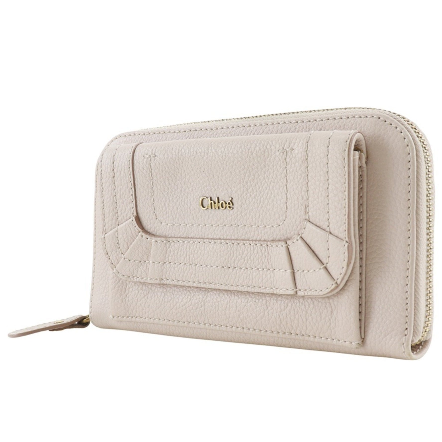 Chloé Chloe Paraty Round Long Wallet Leather Nude