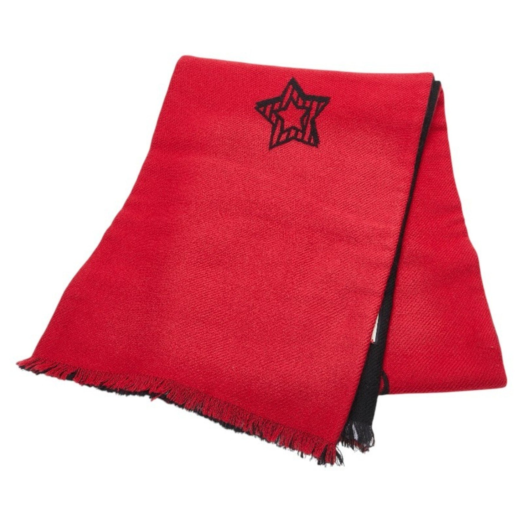 GUCCI Logo Reversible Scarf Red Wool