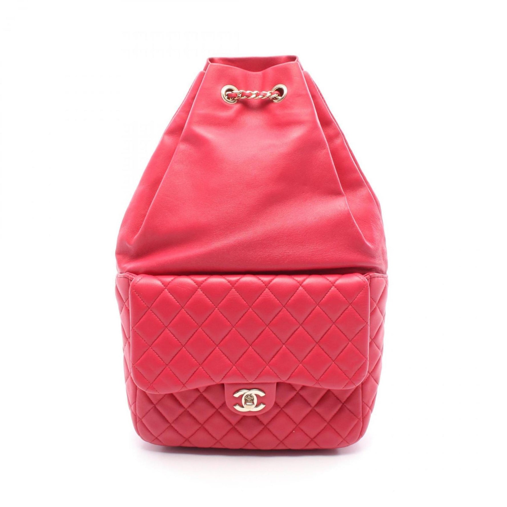 CHANEL Matelasse Cruise Line Backpack Bag in Lambskin Leather, Red