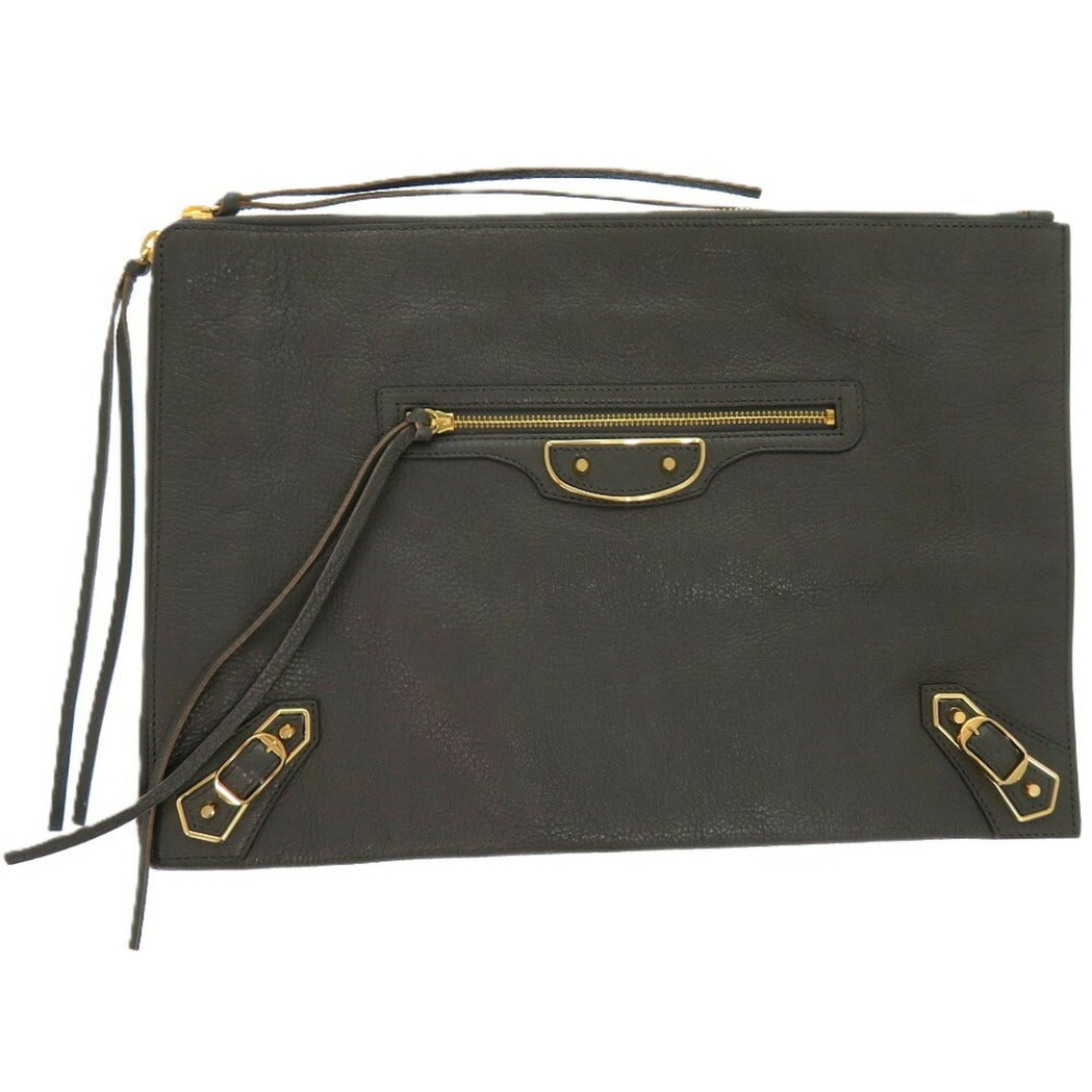 Balenciaga Metal Edge Goatskin Clutch Bag, Leather/Goatskin, Gray, 0360BALENCIAGA Women's