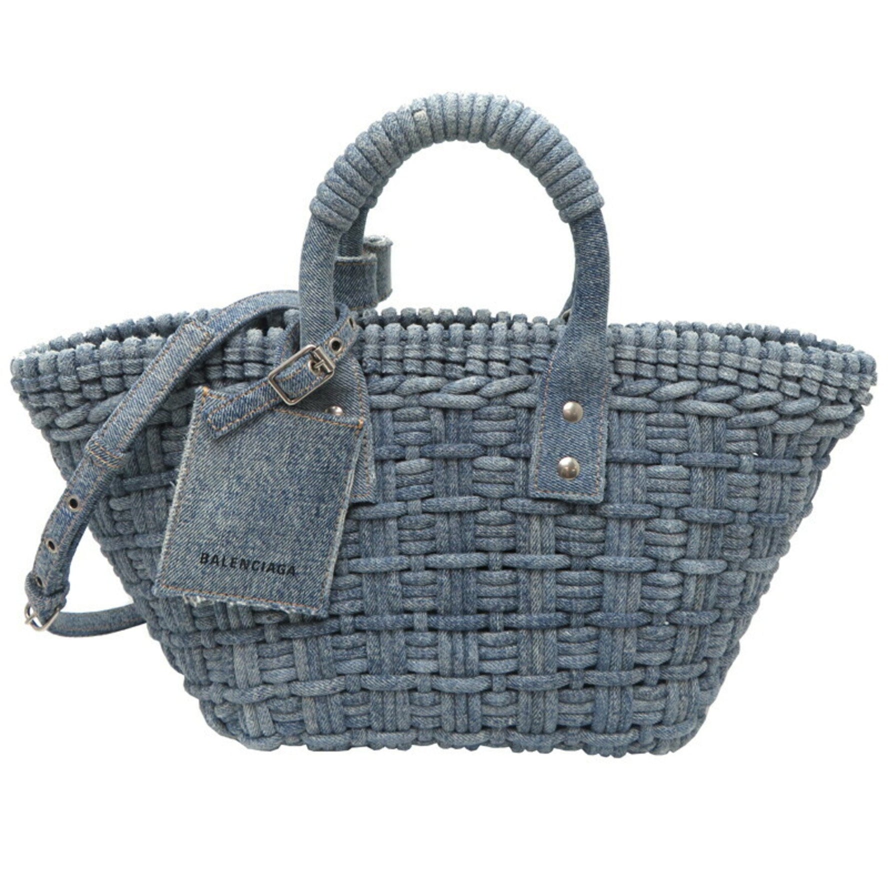 Balenciaga Bistro Basket Women's Handbag Denim Blue