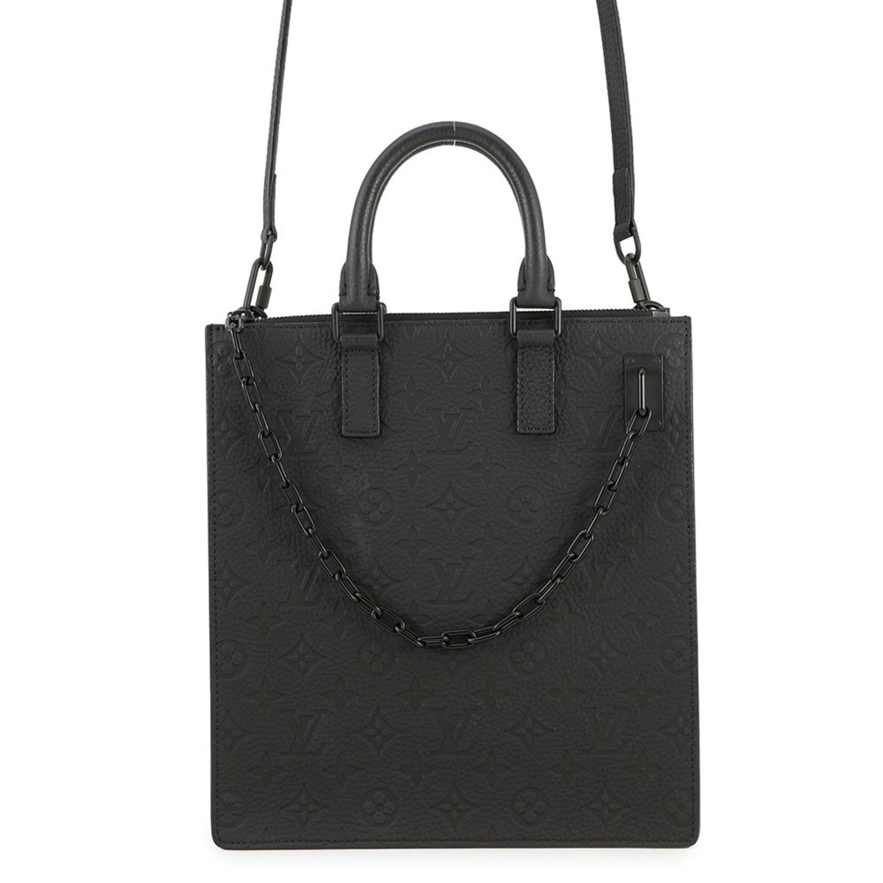 Louis Vuitton Monogram Taurillon Sac Plat Handbag M55924 LOUIS VUITTON Black