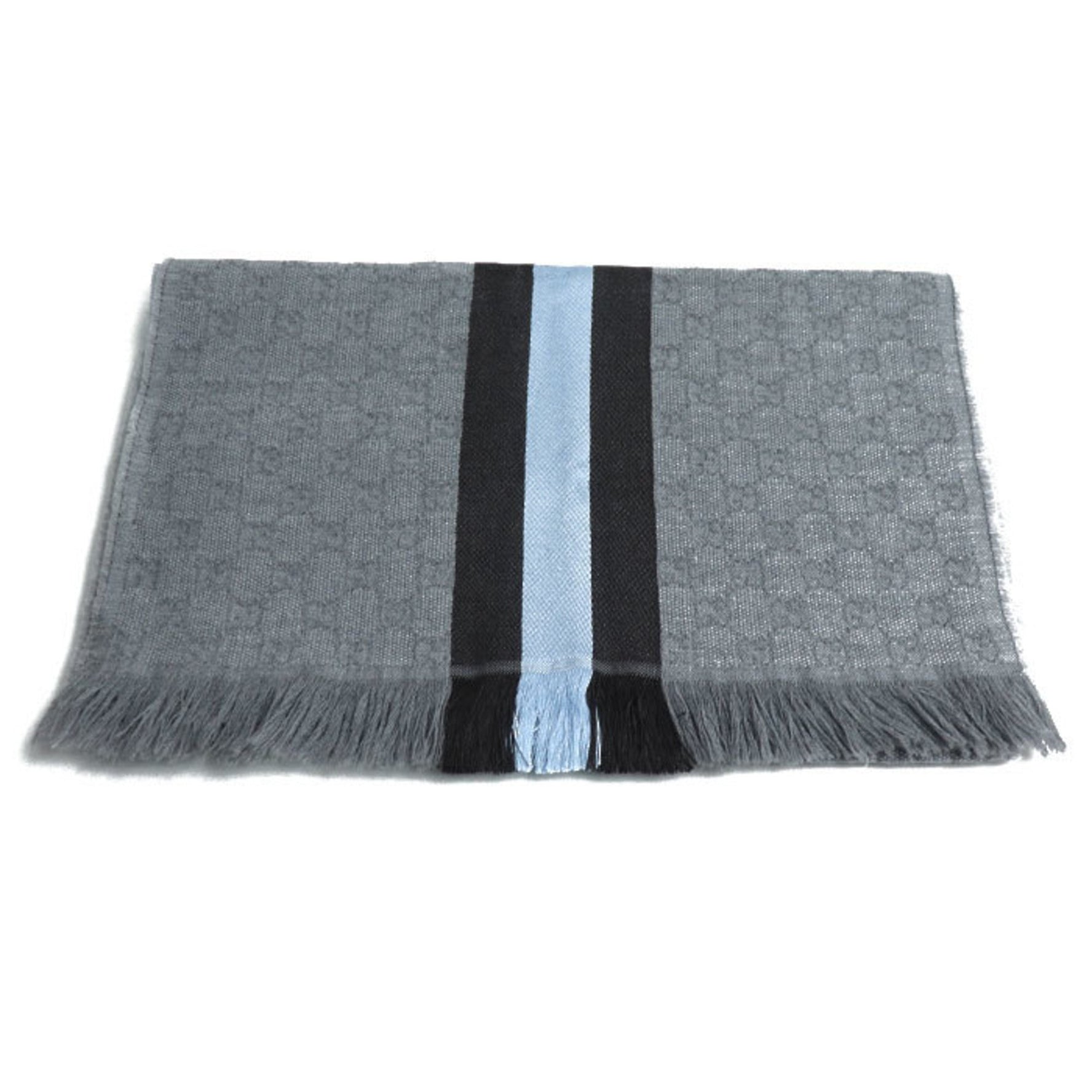 GUCCI Gucci Sherry Line Scarf Gray/Brown/Sky Blue 4G704 1469 Unisex