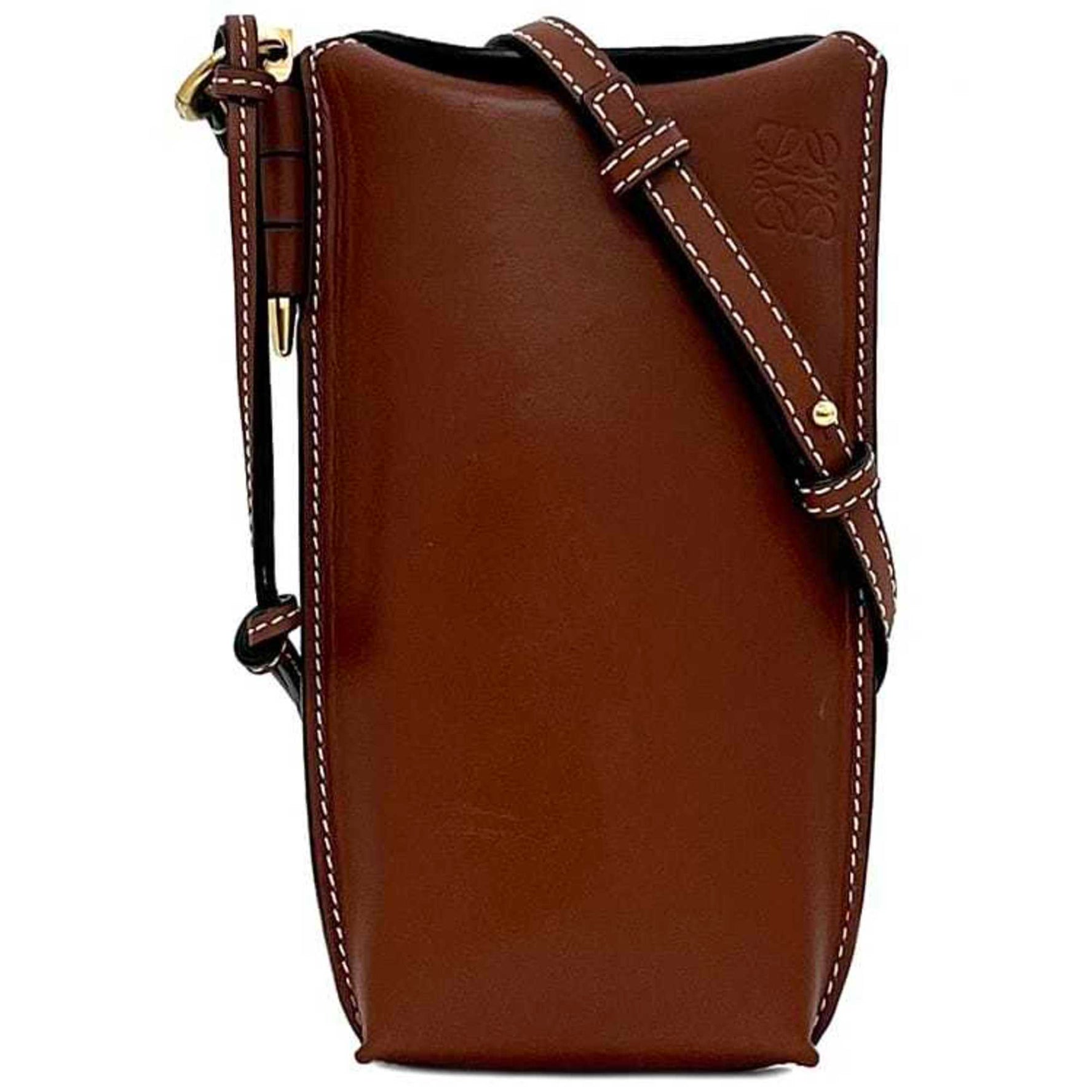 LOEWE Phone Shoulder Bag Gate Anagram Leather Pochette Crossbody Mini