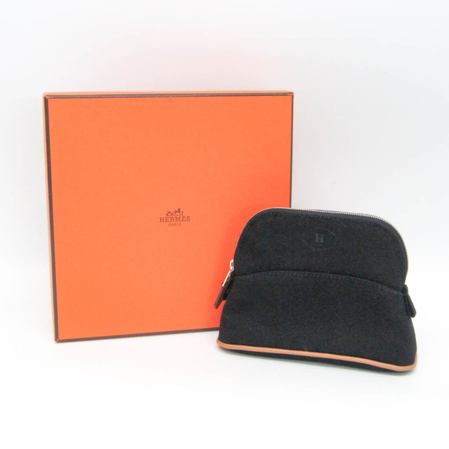 Hermes Bolide Mini Mini Women's Cotton,Leather Pouch Black,Brown