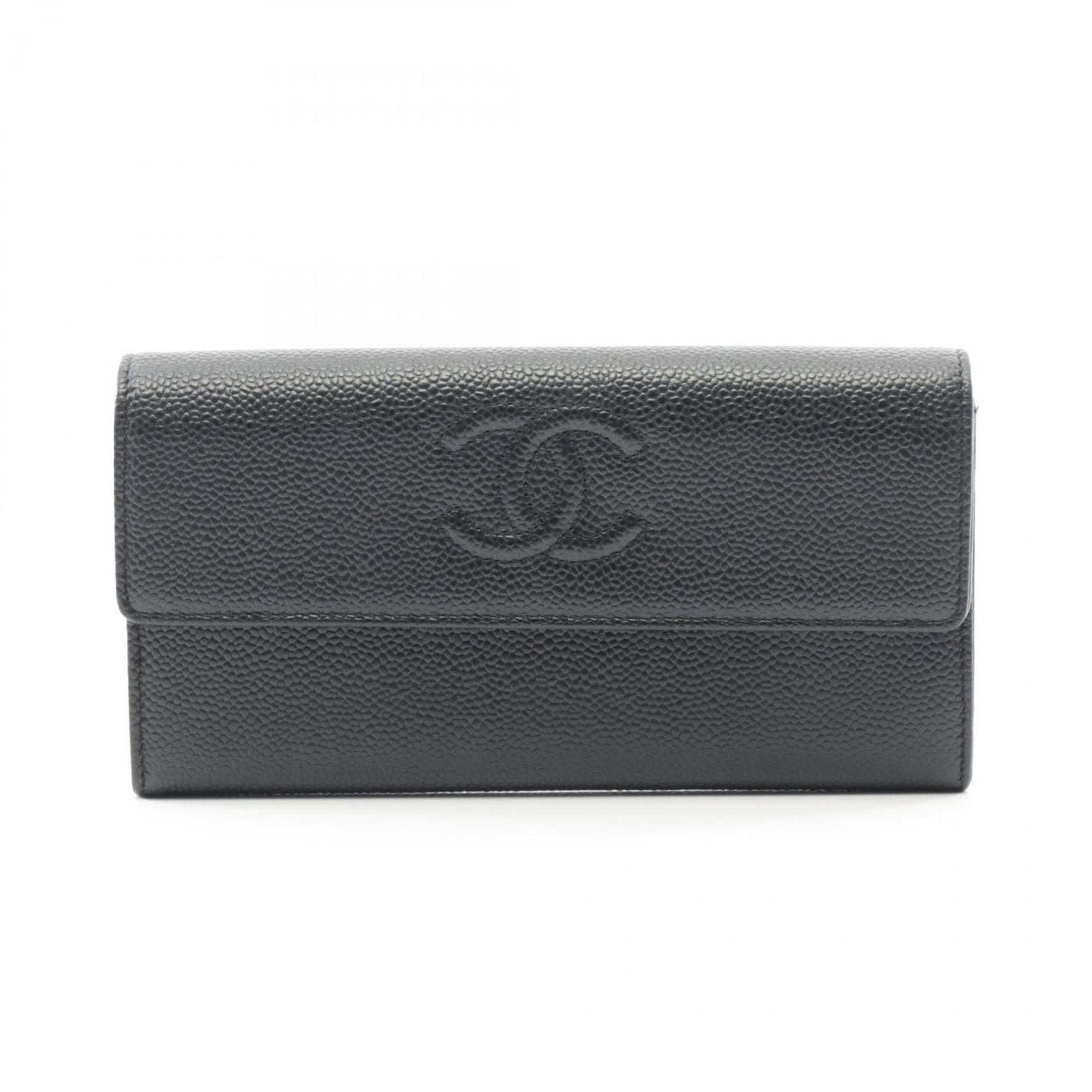 CHANEL Coco Mark Bifold Long Wallet in Caviar (Grained Calfskin)