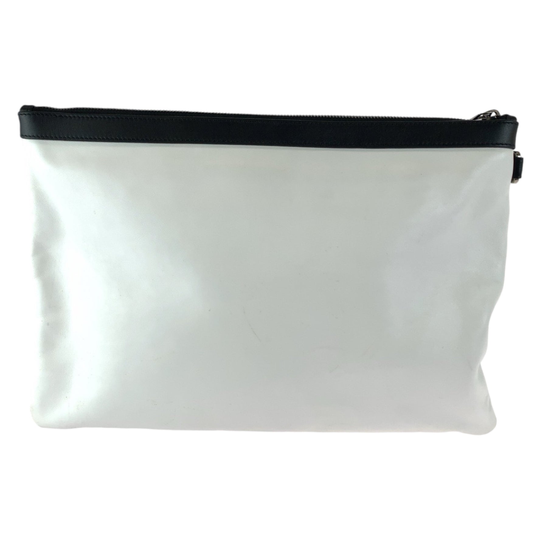 Jimmy Choo DEREK Star Studs White Black Silver Hardware Leather Clutch Bag Second