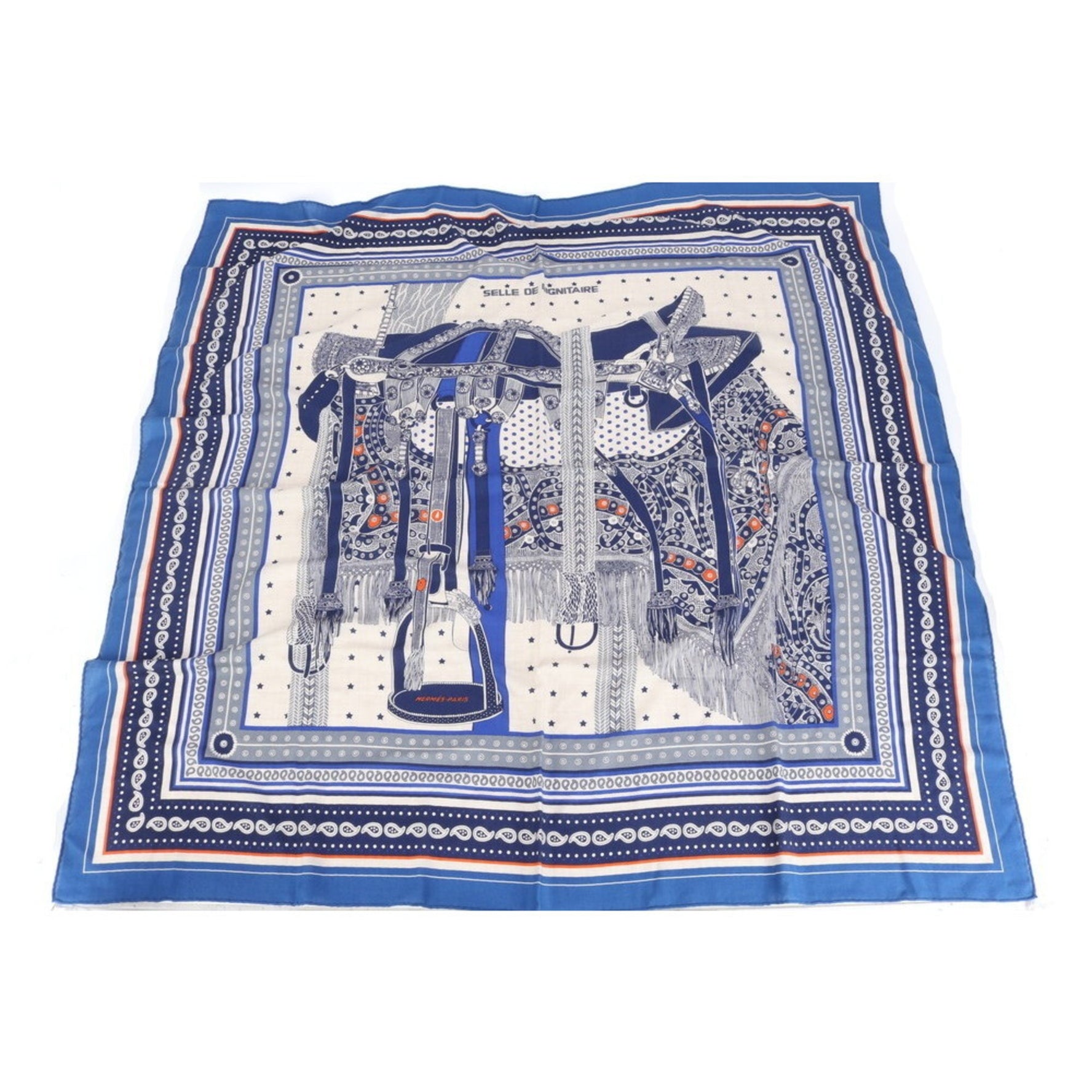 Hermes Hermès Carré Geant 140 SELLE DE DIGNITAIRE Official's Whip Cashmere and Silk Scarf/Muffler Stole for Women