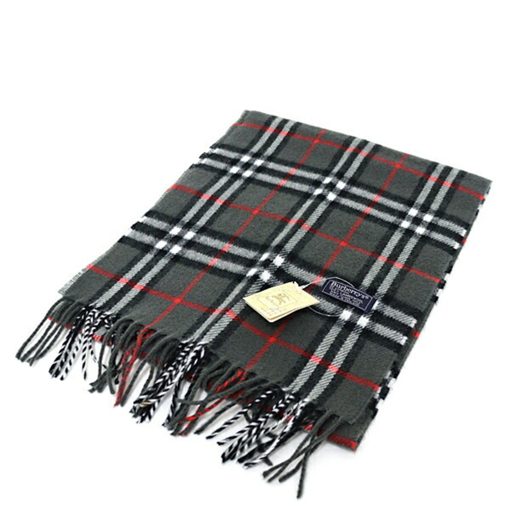 Burberry Check Scarf 100% Lambswool Nova Grey F-04383