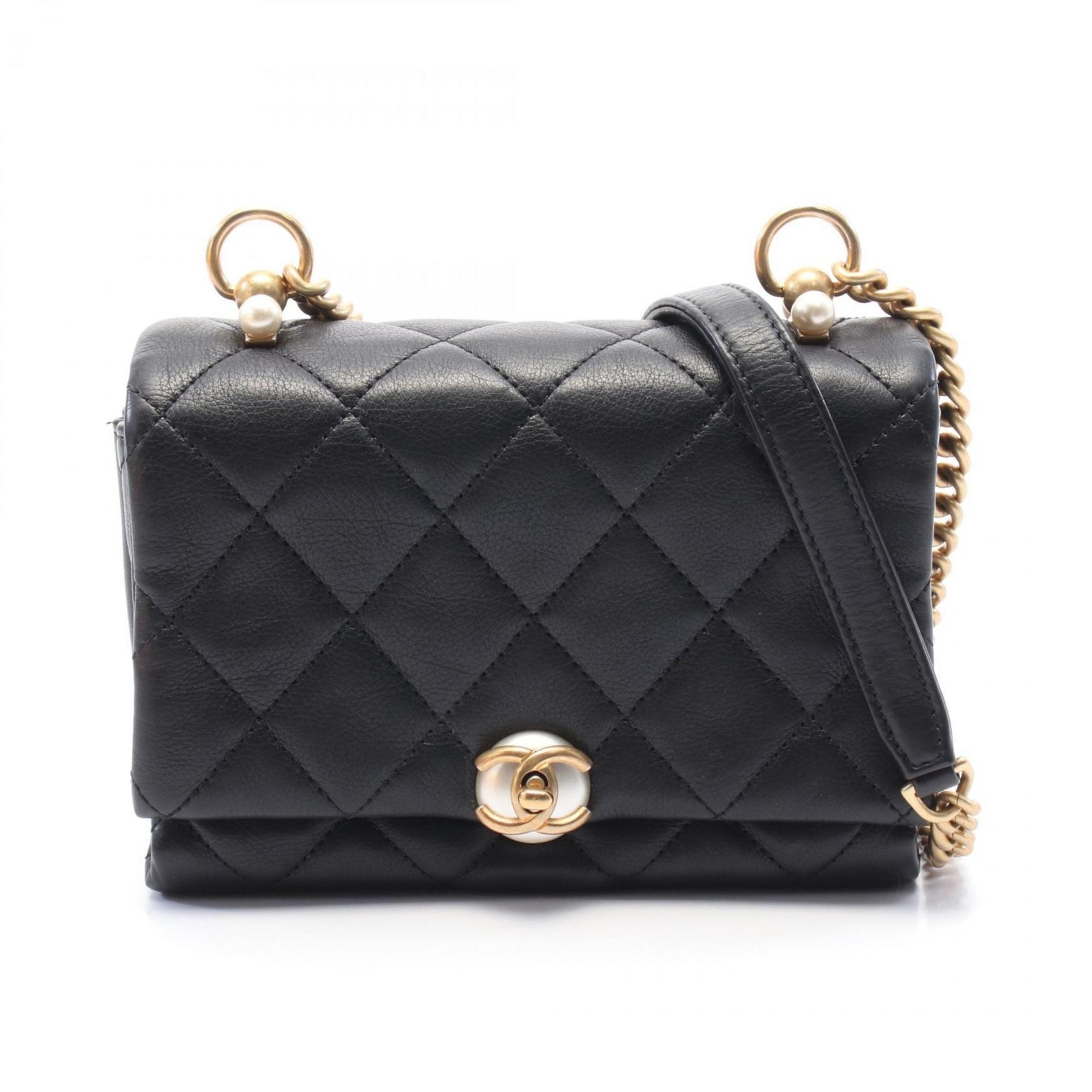 CHANEL Matelasse Shoulder Bag Lambskin (Sheepskin) Women's Black