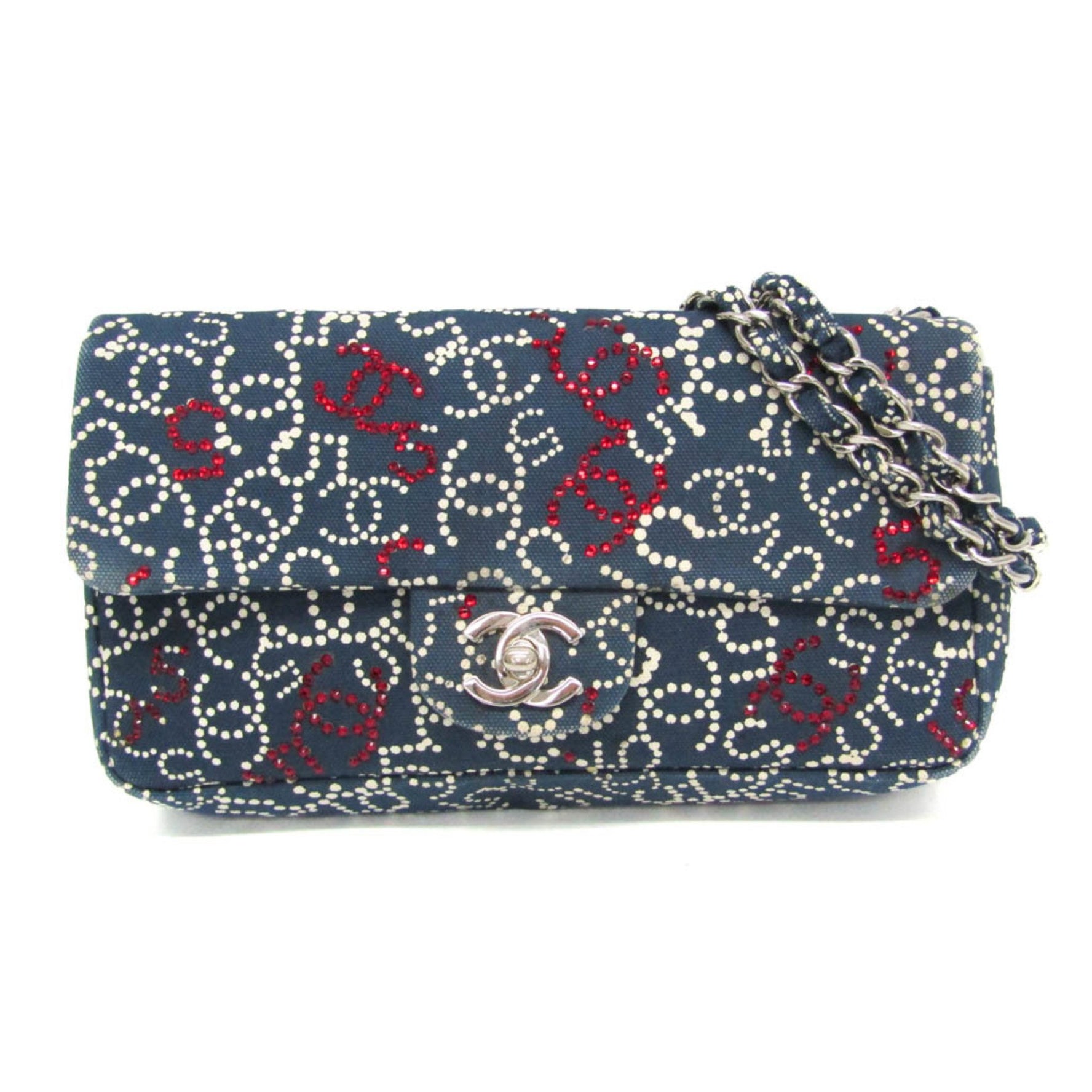 Chanel Coco Mark Chain Shoulder Bag Cotton,Rhinestone Shoulder Bag