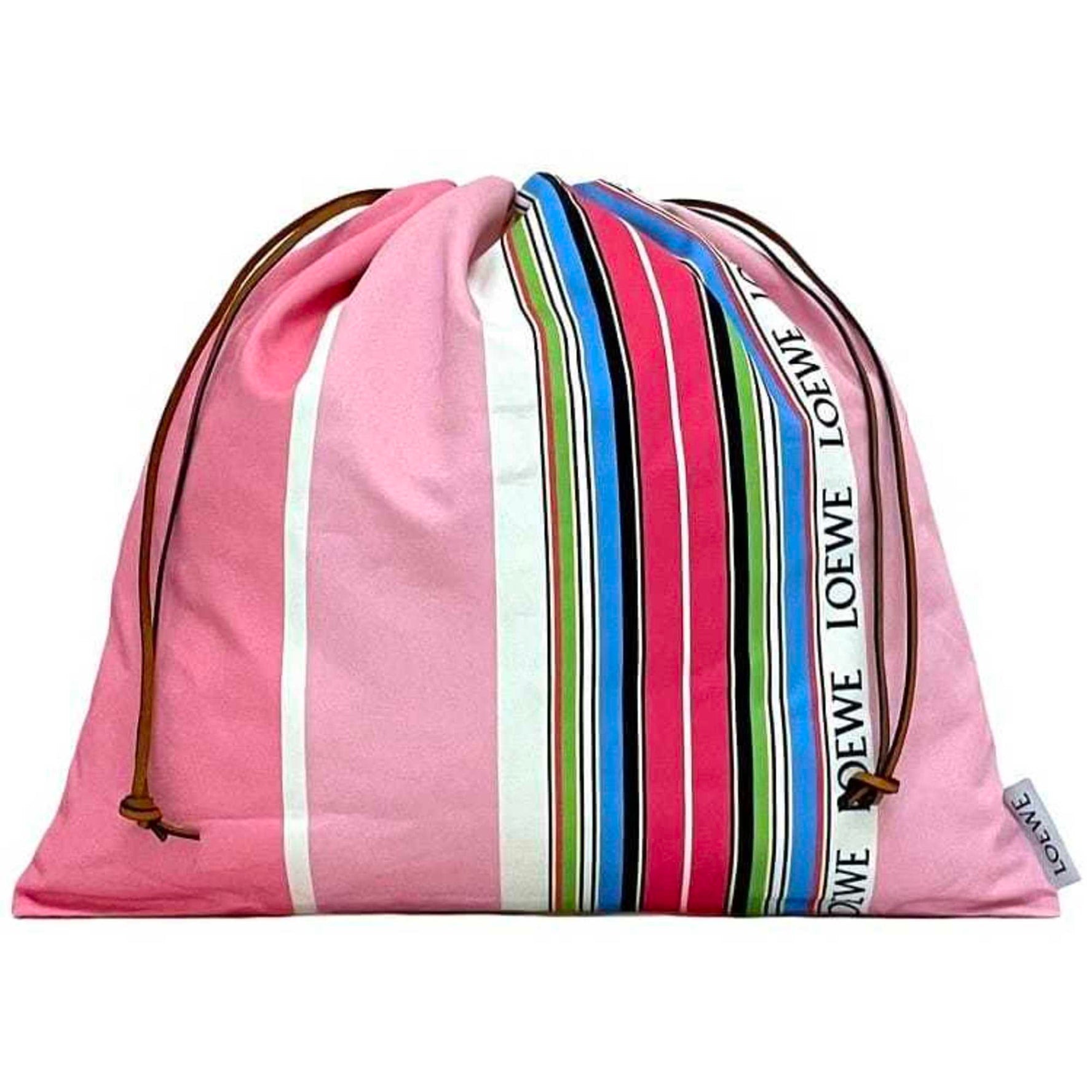 LOEWE Bag ec-22948 Pink Stripe Large Canvas Leather Clutch Pouch Women's Handbag Bag-in-Bag