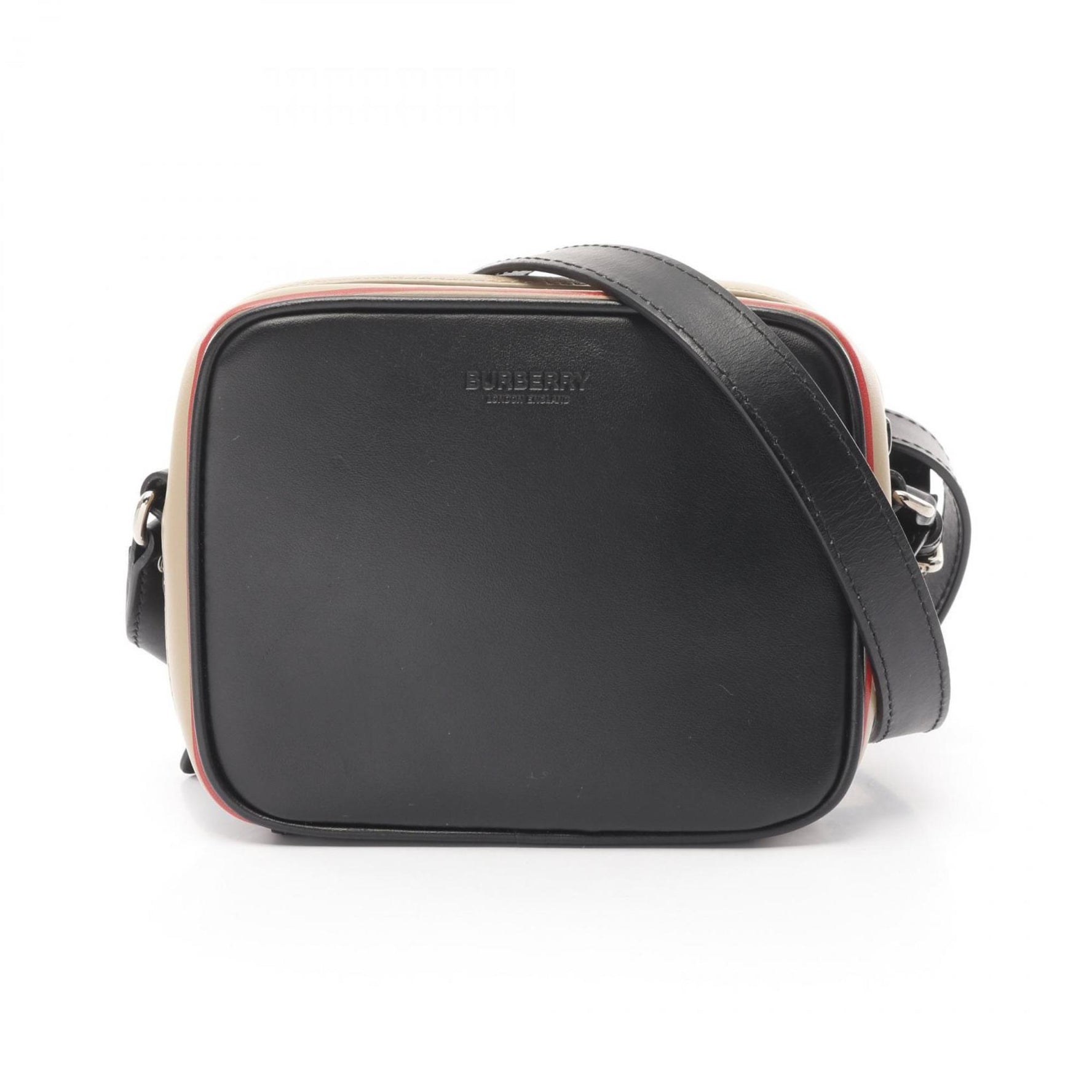 Burberry Shoulder Bag Leather Women's Black Beige Red