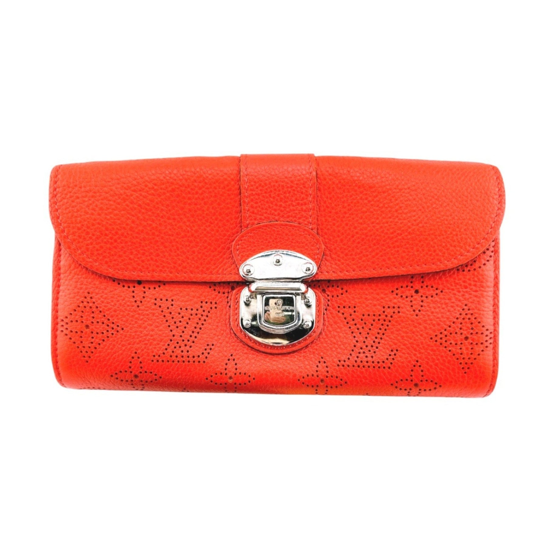 Louis Vuitton LOUIS VUITTON Long Wallet Portefeuille Iris Mahina Bi-fold Monogram M58161 Corail LV