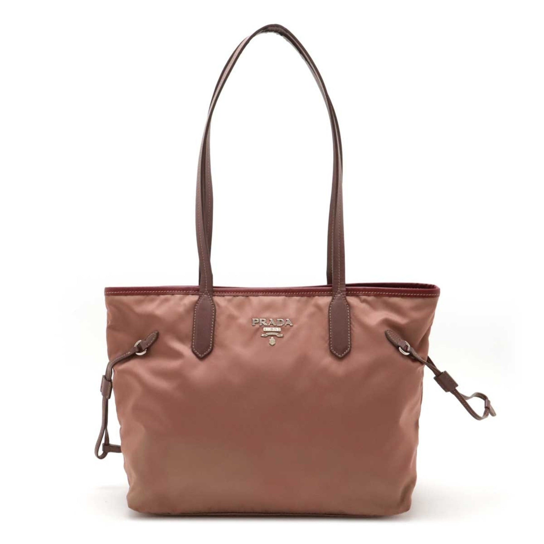 PRADA Prada Tote Bag Shoulder Nylon Leather Pink Bordeaux BR3925