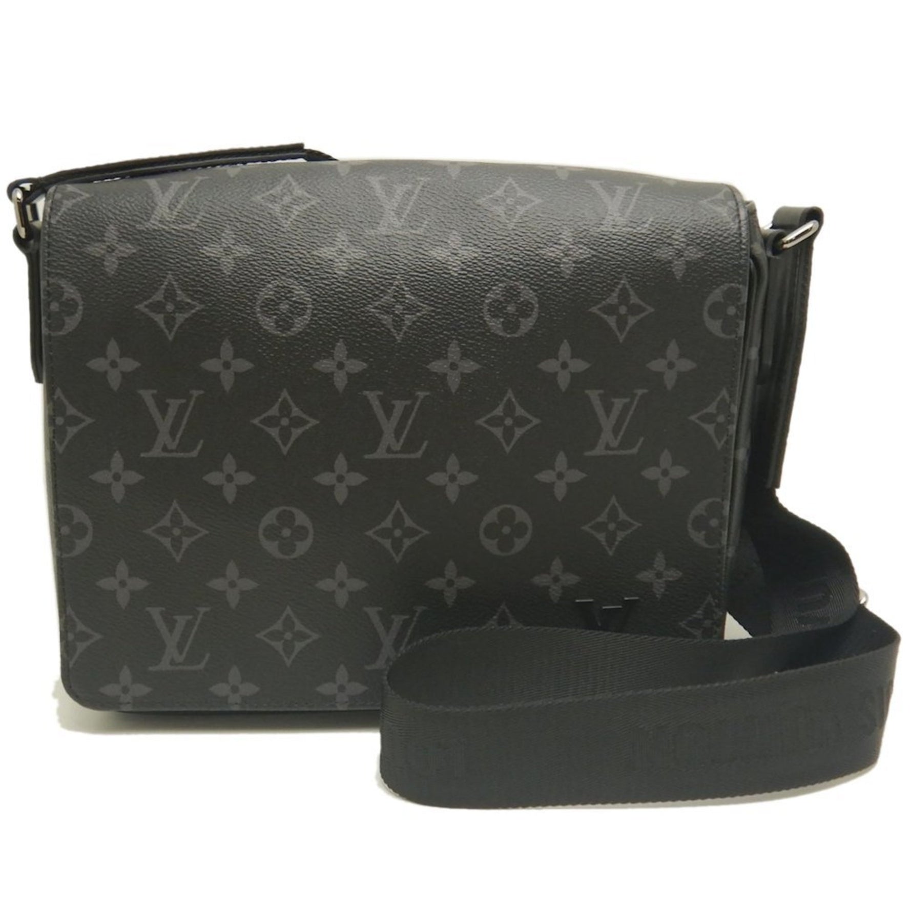 LOUIS VUITTON Monogram Eclipse District PM Shoulder Bag in Noir