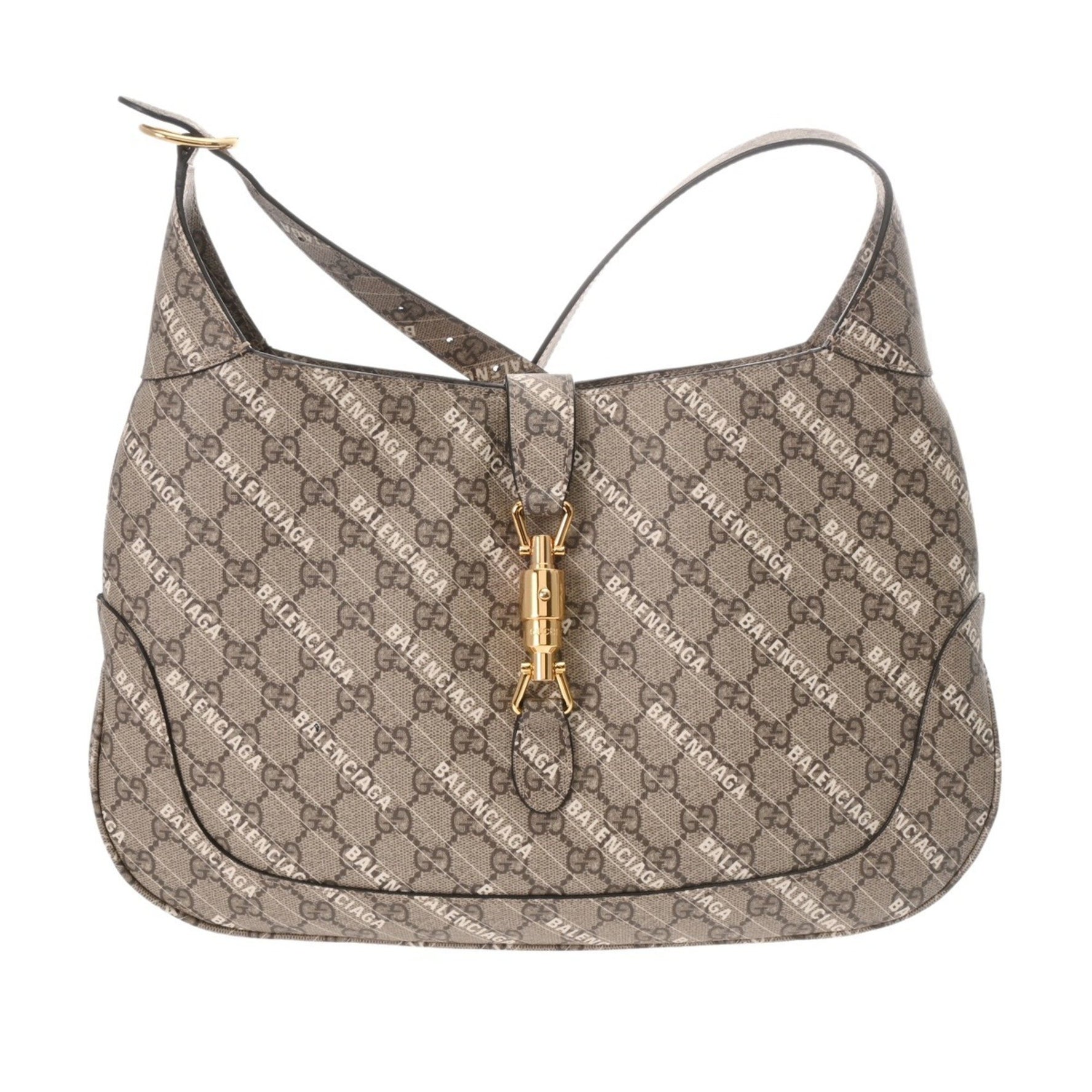 GUCCI GG Supreme Jackie 1961 The Hacker Project Balenciaga Collaboration Beige Women's Canvas Shoulder Bag A