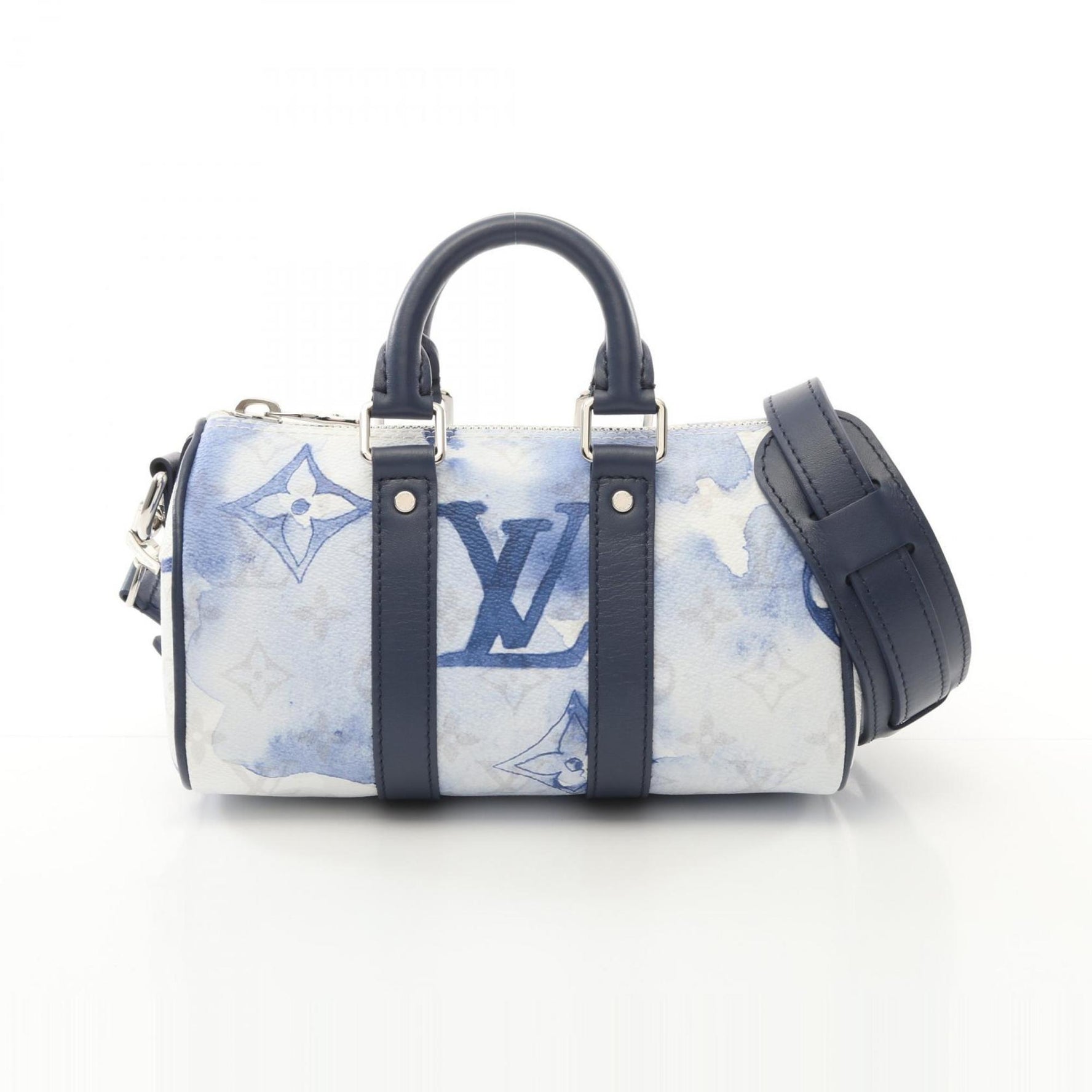 Louis Vuitton Keepall XS Monogram Watercolor Handbag Coated Canvas Leather Women's White Navy Multicolor