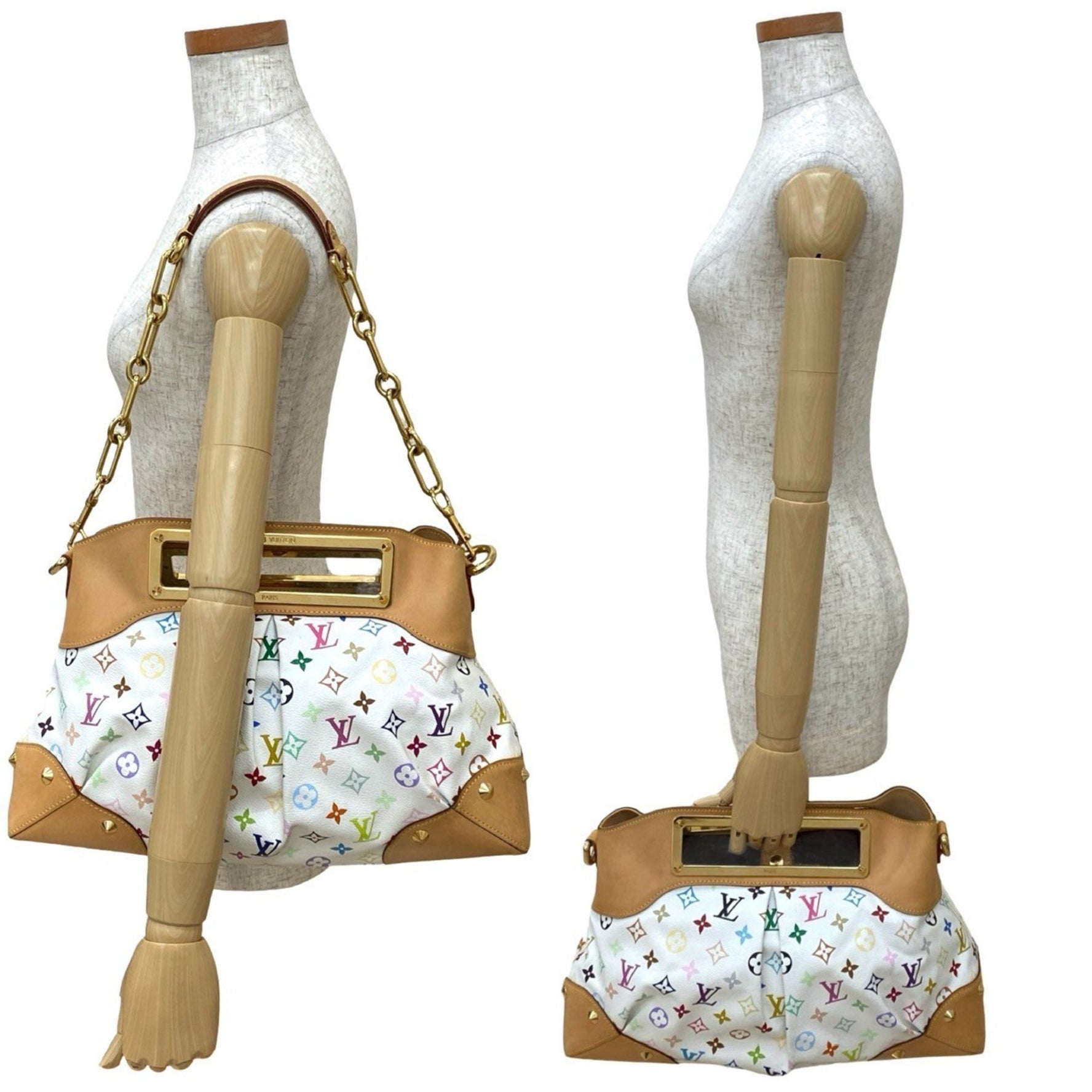 Louis Vuitton Judy GM Monogram Multicolor Leather Handbag/Shoulder Bag, Blanc