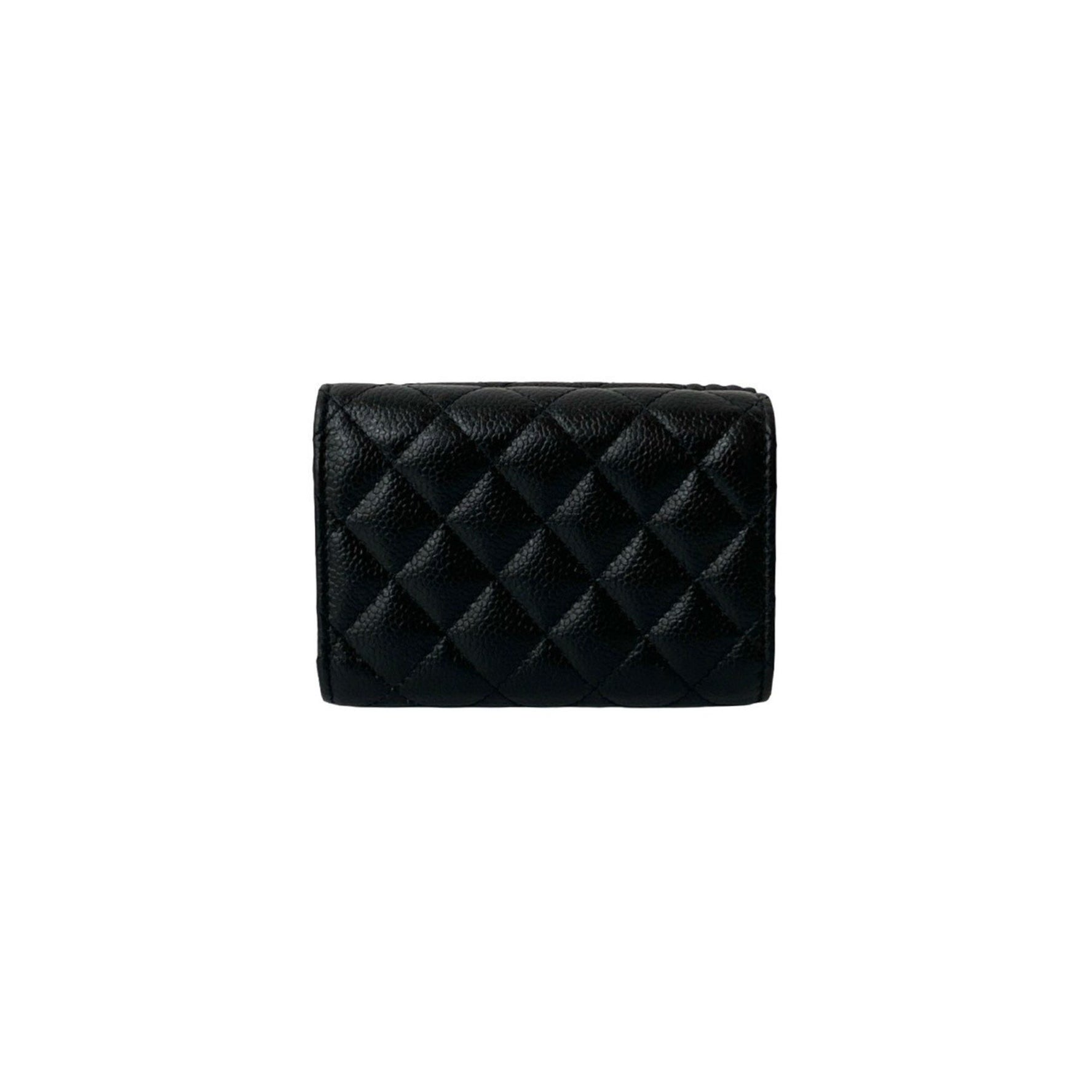 Random number CHANEL Boy Matelasse Coco Caviar Leather Tri-fold Wallet