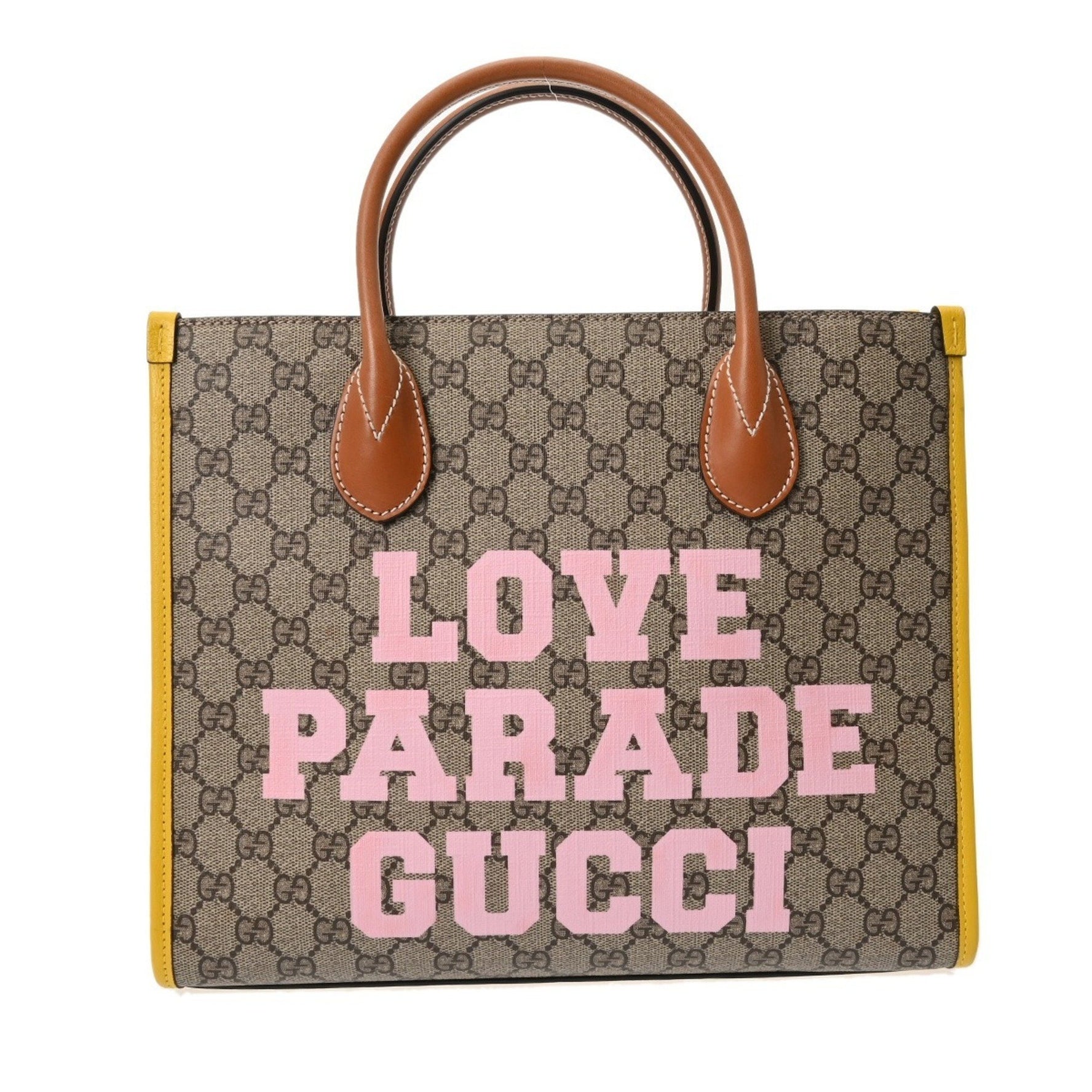 GUCCI GG Supreme Tote Bag in Beige/Yellow - Unisex Leather Handbag