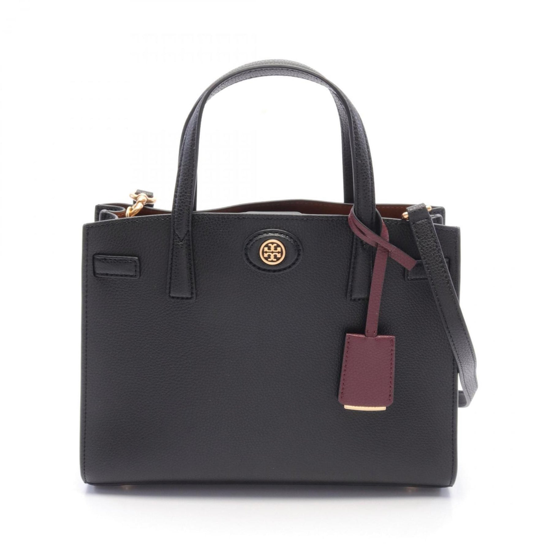 Tory Burch Robinson Tote Bag Leather Women's Black