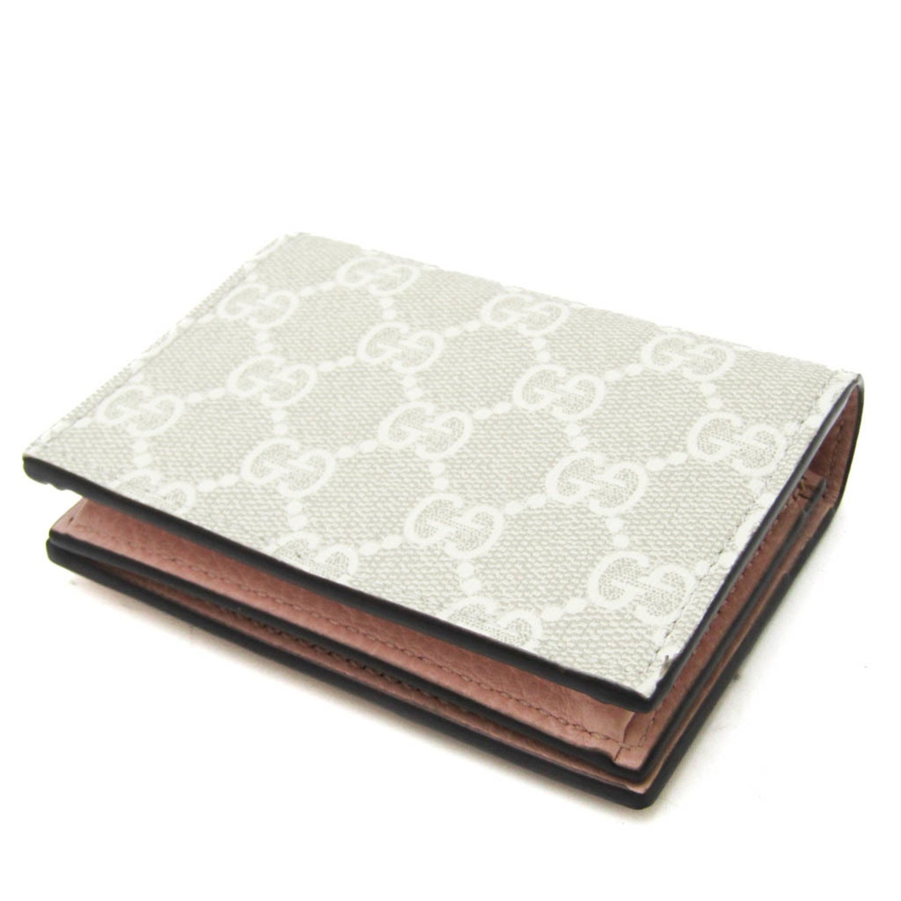 Gucci GG Supreme Double G Card Case Wallet Women's GG Supreme,Leather Wallet (bi-fold) Light Beige,Pink