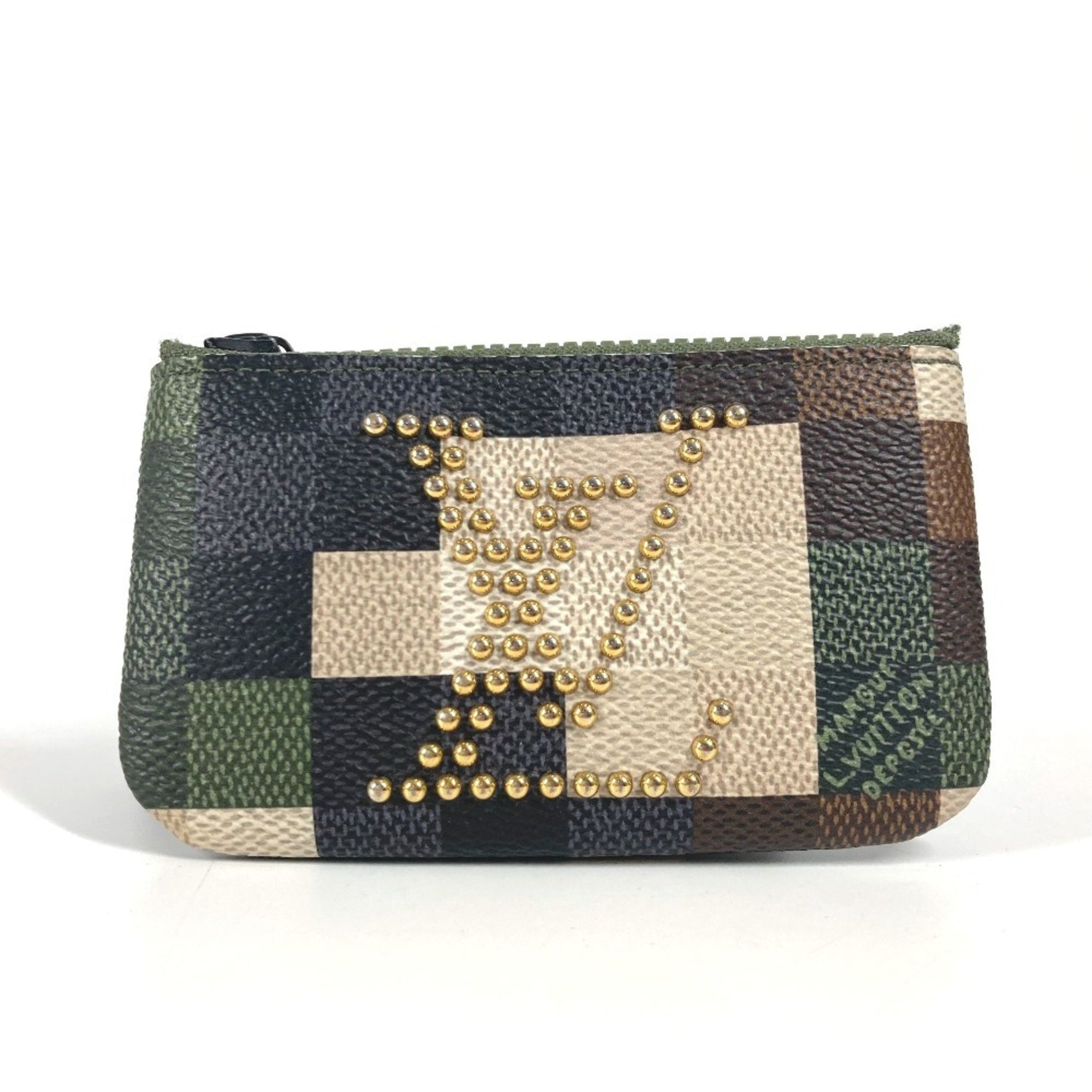 LOUIS VUITTON M83175 Damier Pop Pochette Cle Wallet Coin Purse Keychain Bag Charm Studs Wallet/Coin Case Leather Men's Women's Khaki