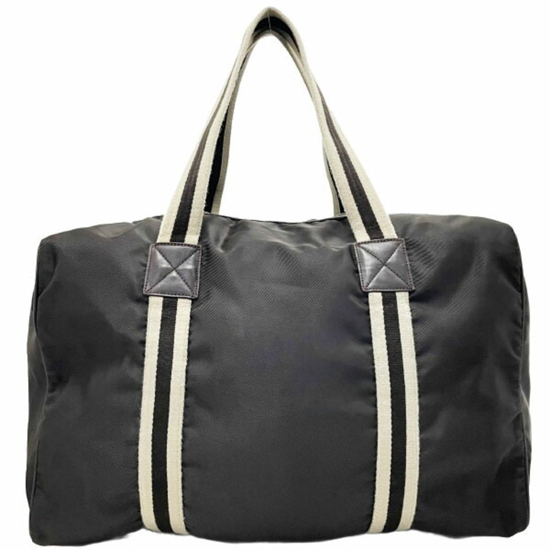 Gucci Boston Bag Sherry Line Shoulder Nylon Leather Dark Brown Beige 012 8657 GUCCI Bicolor Handbag Outlet ASK-15038